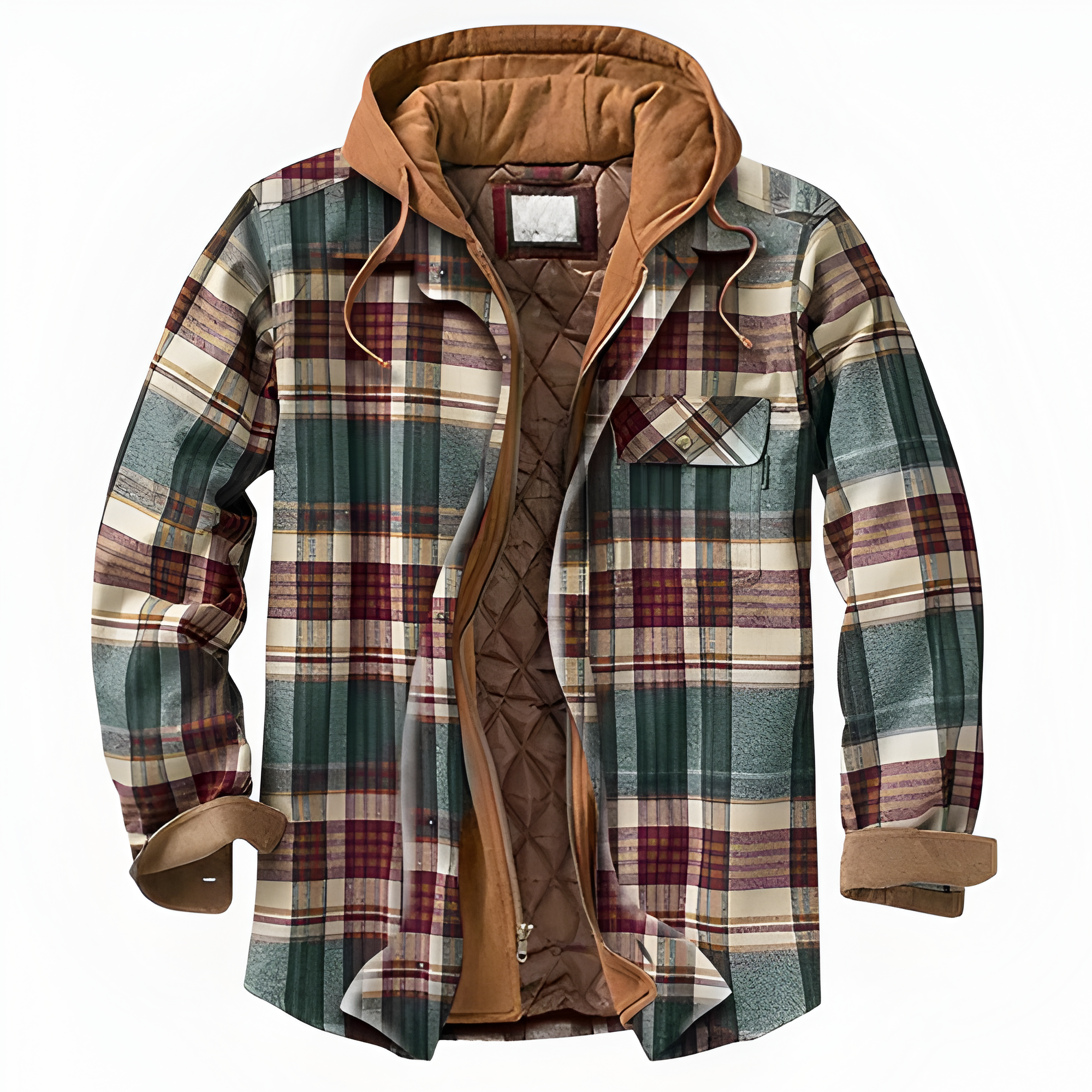 Plaid Hooded Jacket | Men’s Layered Button Front Style