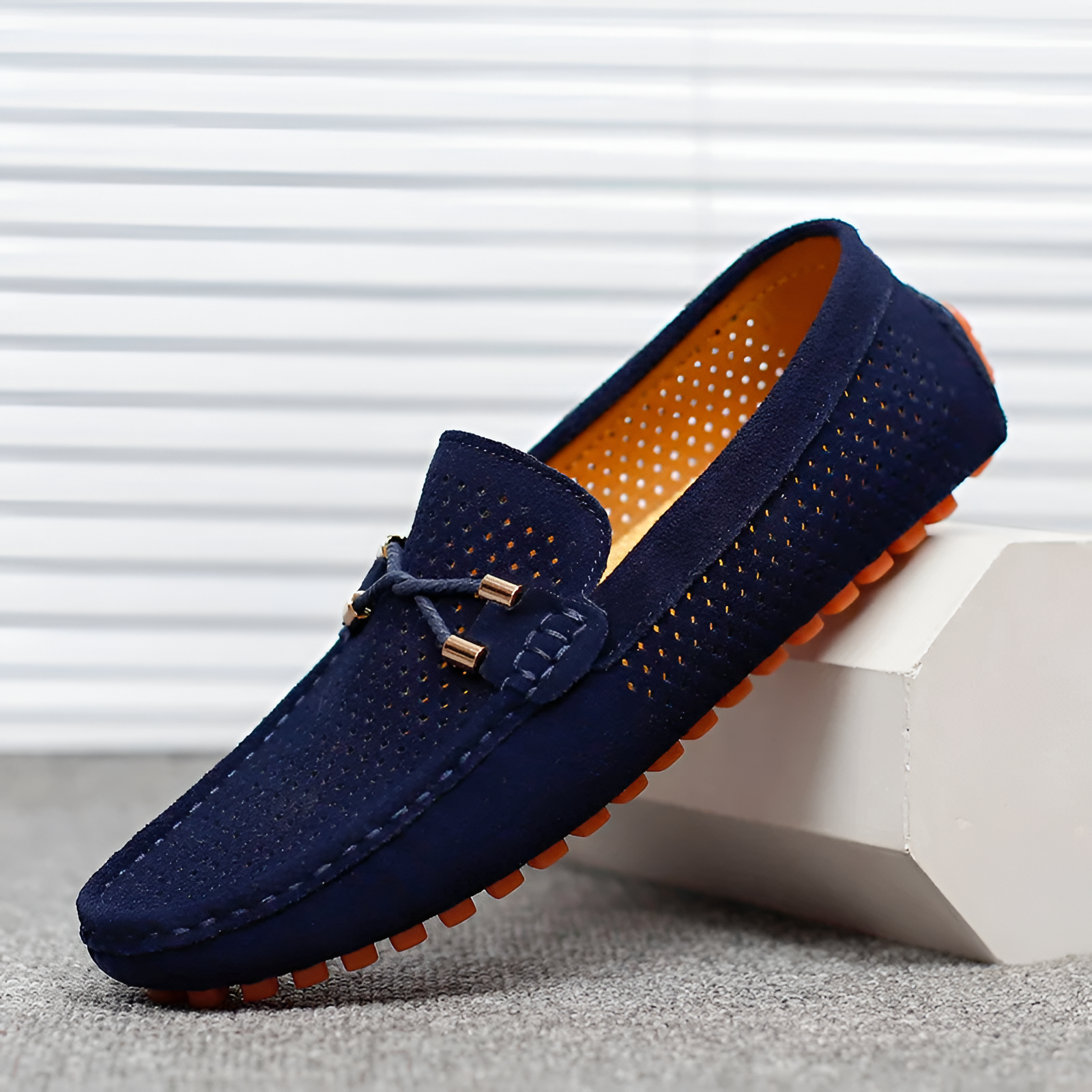 Men's Flat Shoes | Perforated Leather Casual