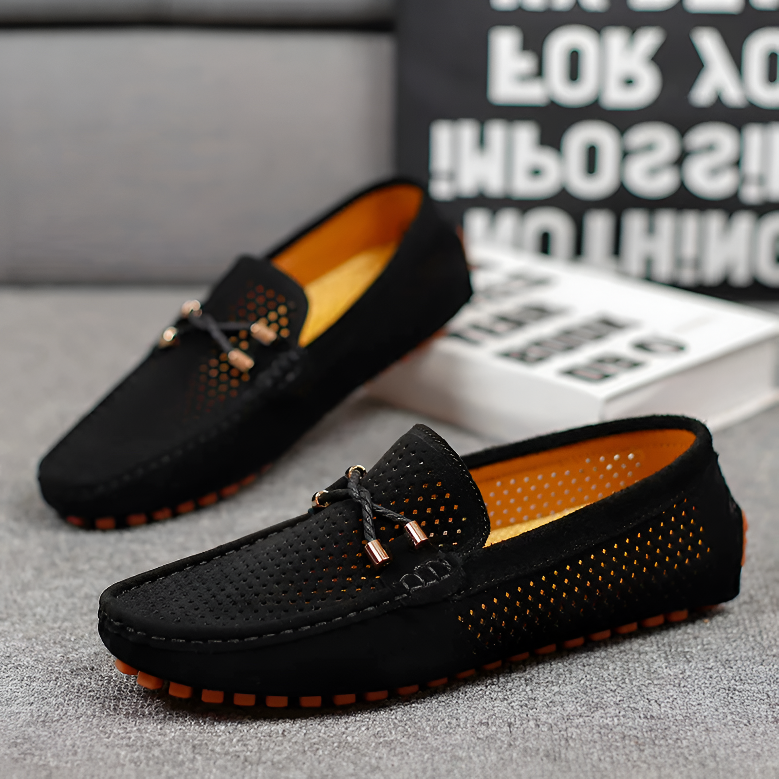 Men's Flat Shoes | Perforated Leather Casual