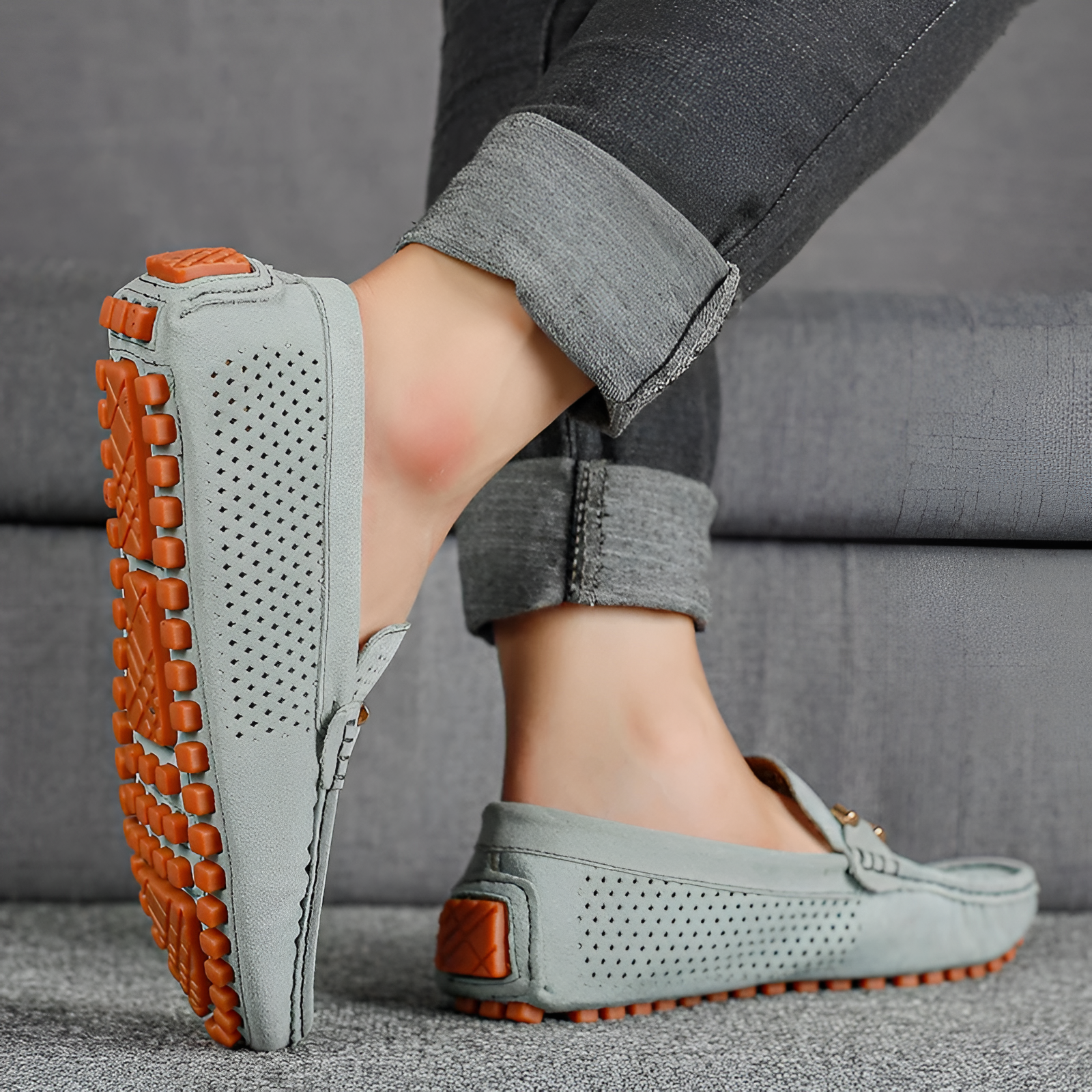 Men's Flat Shoes | Perforated Leather Casual