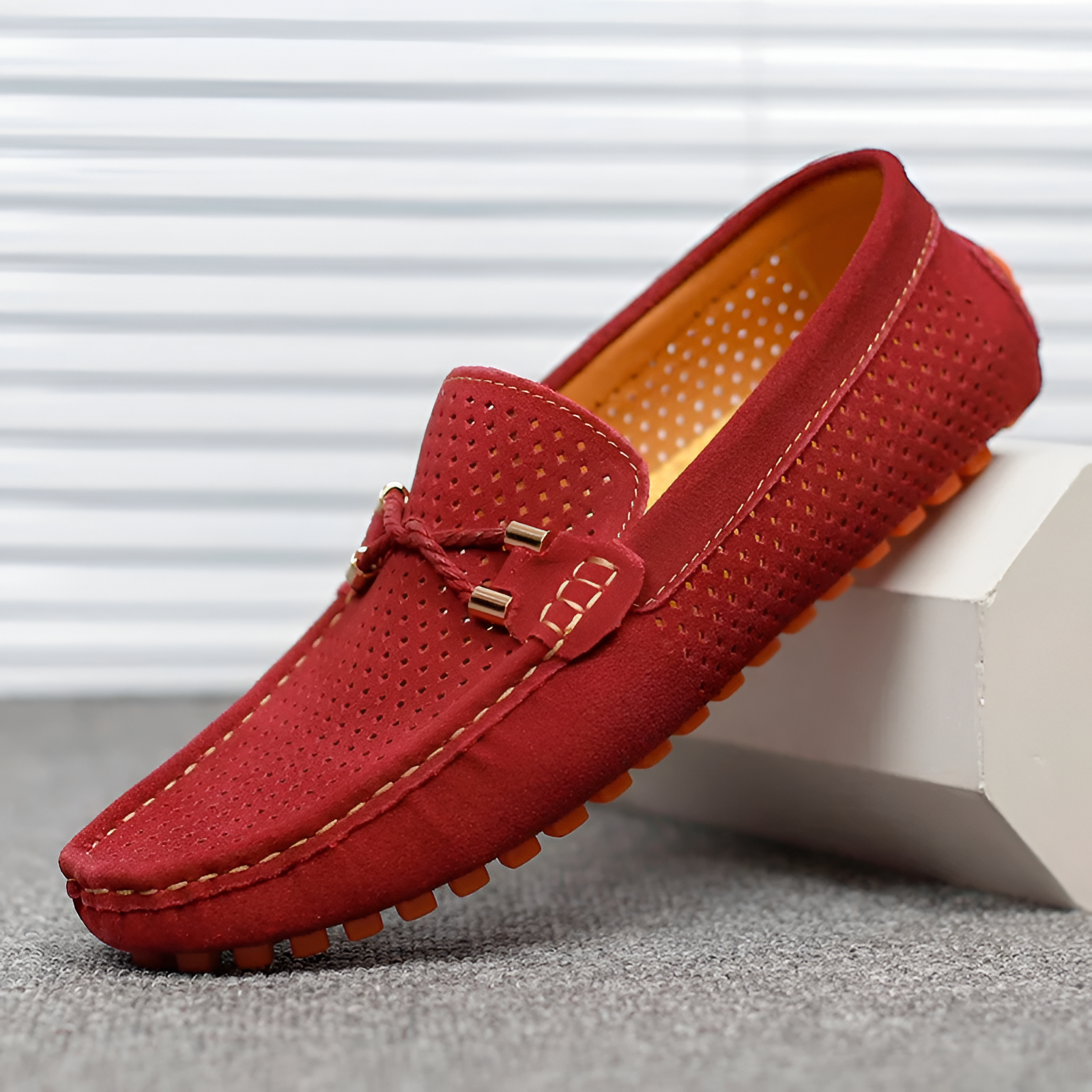 Men's Flat Shoes | Perforated Leather Casual