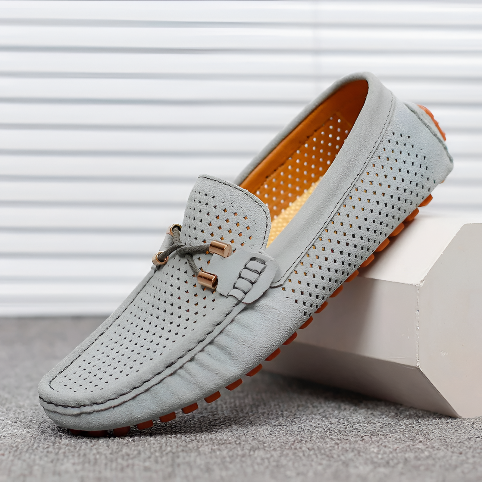 Men's Flat Shoes | Perforated Leather Casual