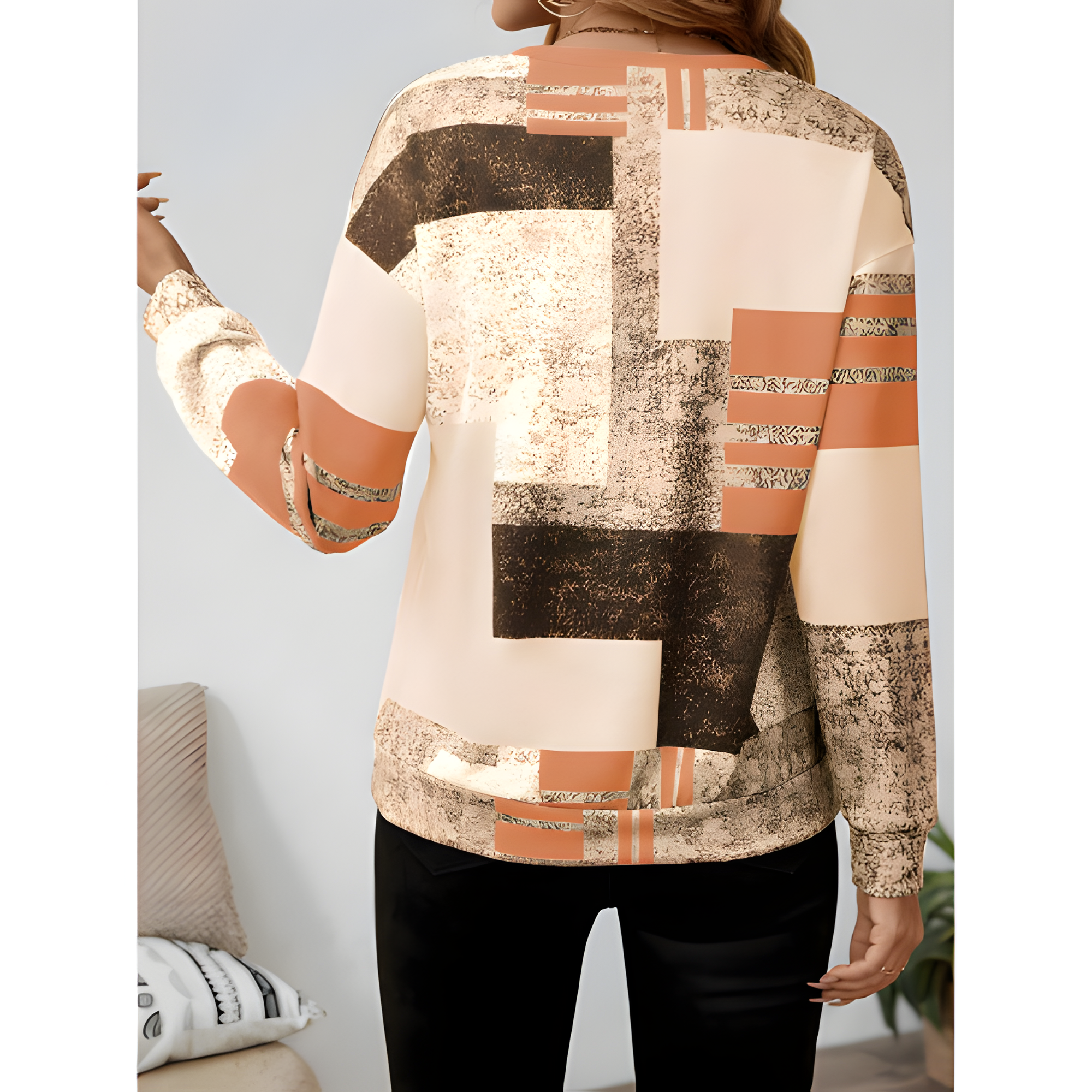 Women's Vintage Chic Geometric Zip Jumper | Winter
