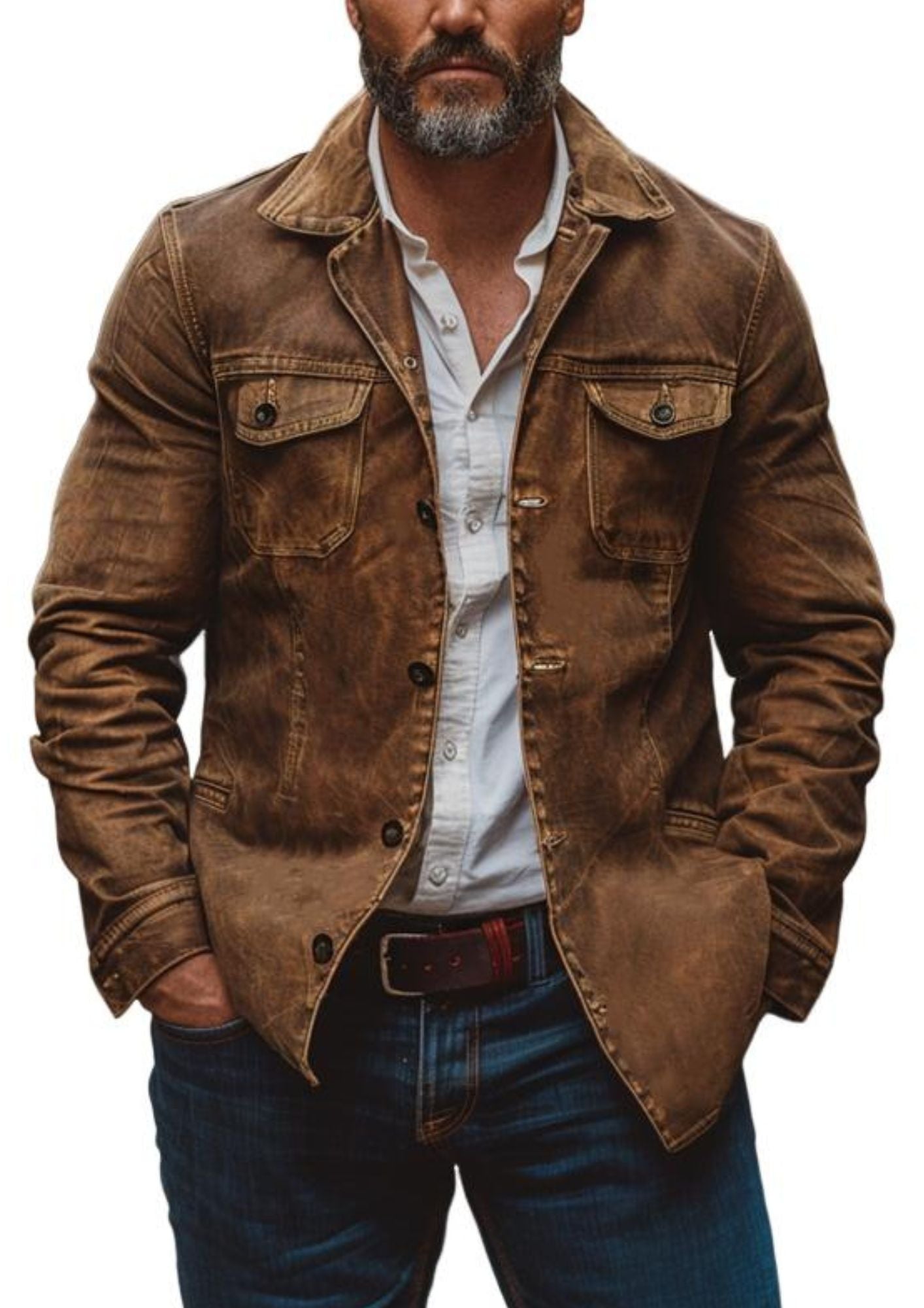 Vintage Trucker Jacket | Men's Multi-Pocket