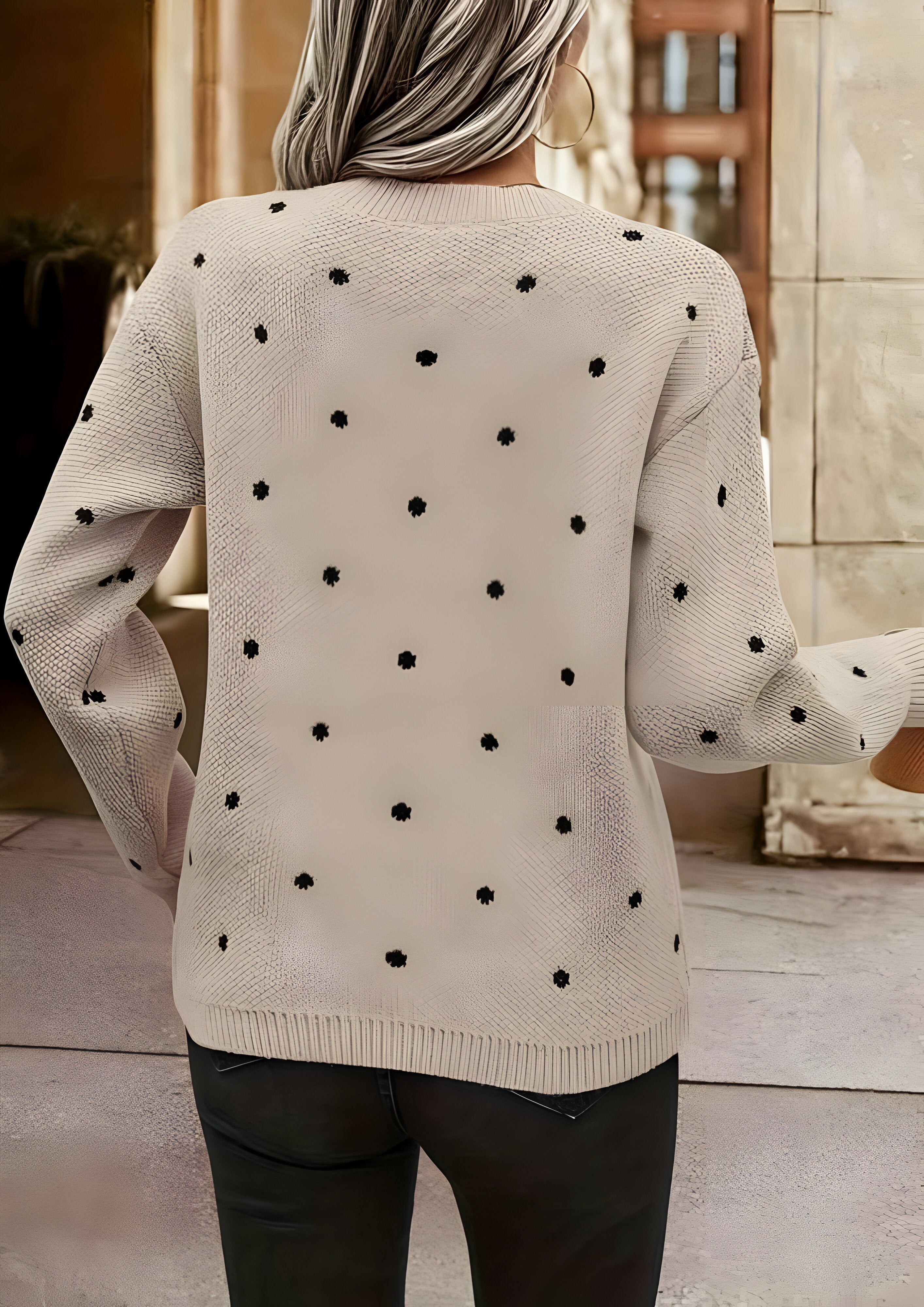 Polka Dot Knitted Jumper| Women's Relaxed Fit