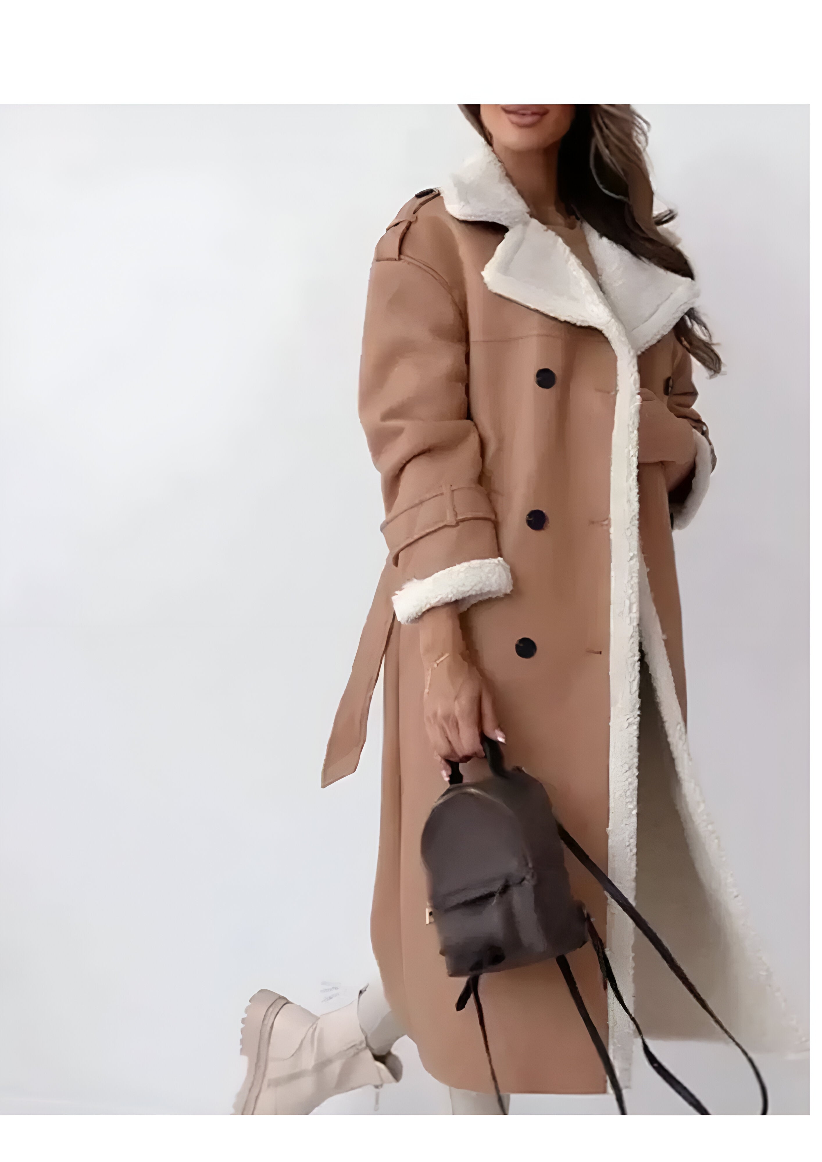 Fleece Lined Long Jacket | Women's Plush Collar