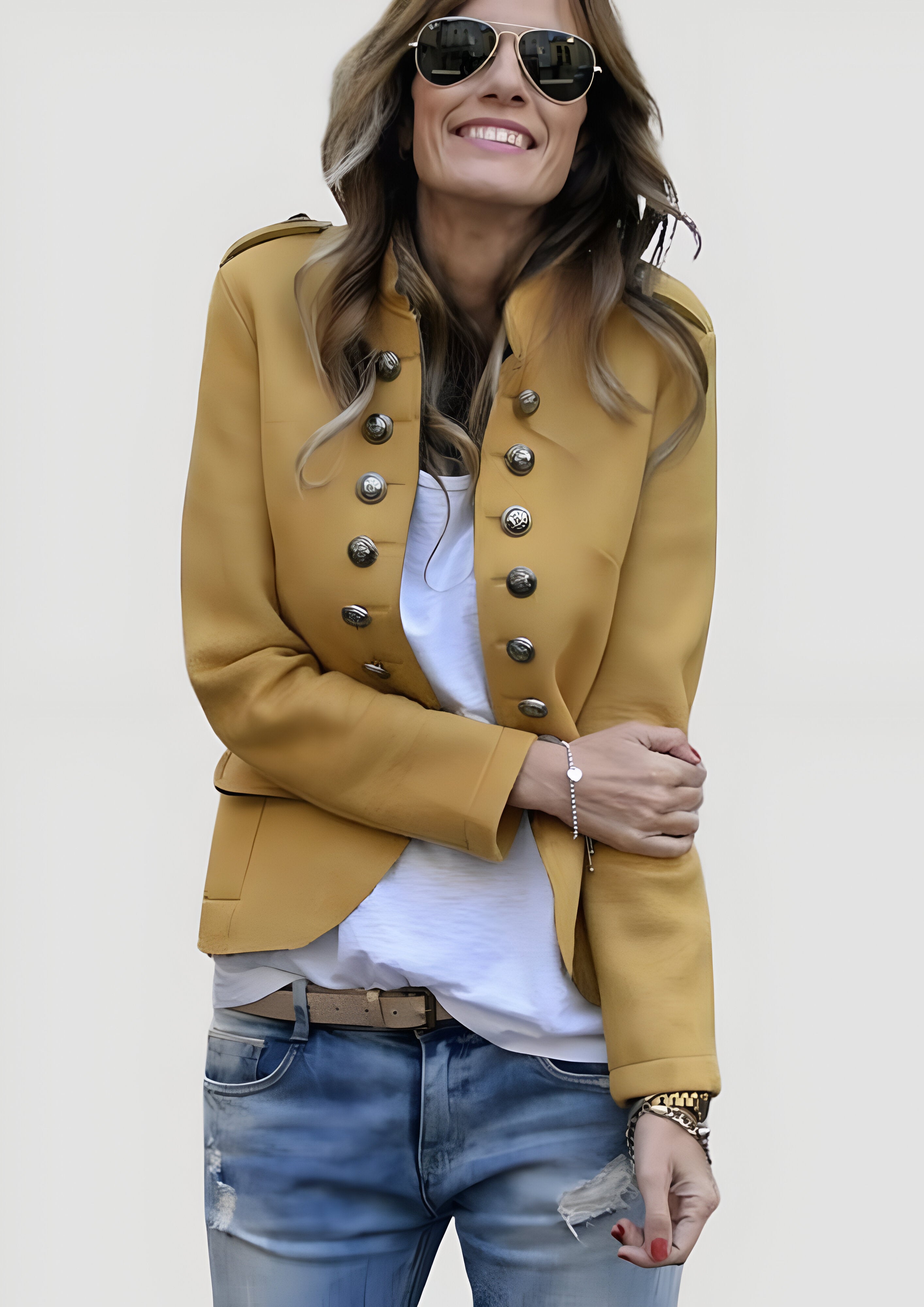 Metal Button Blazer | Women’s Military Jacket