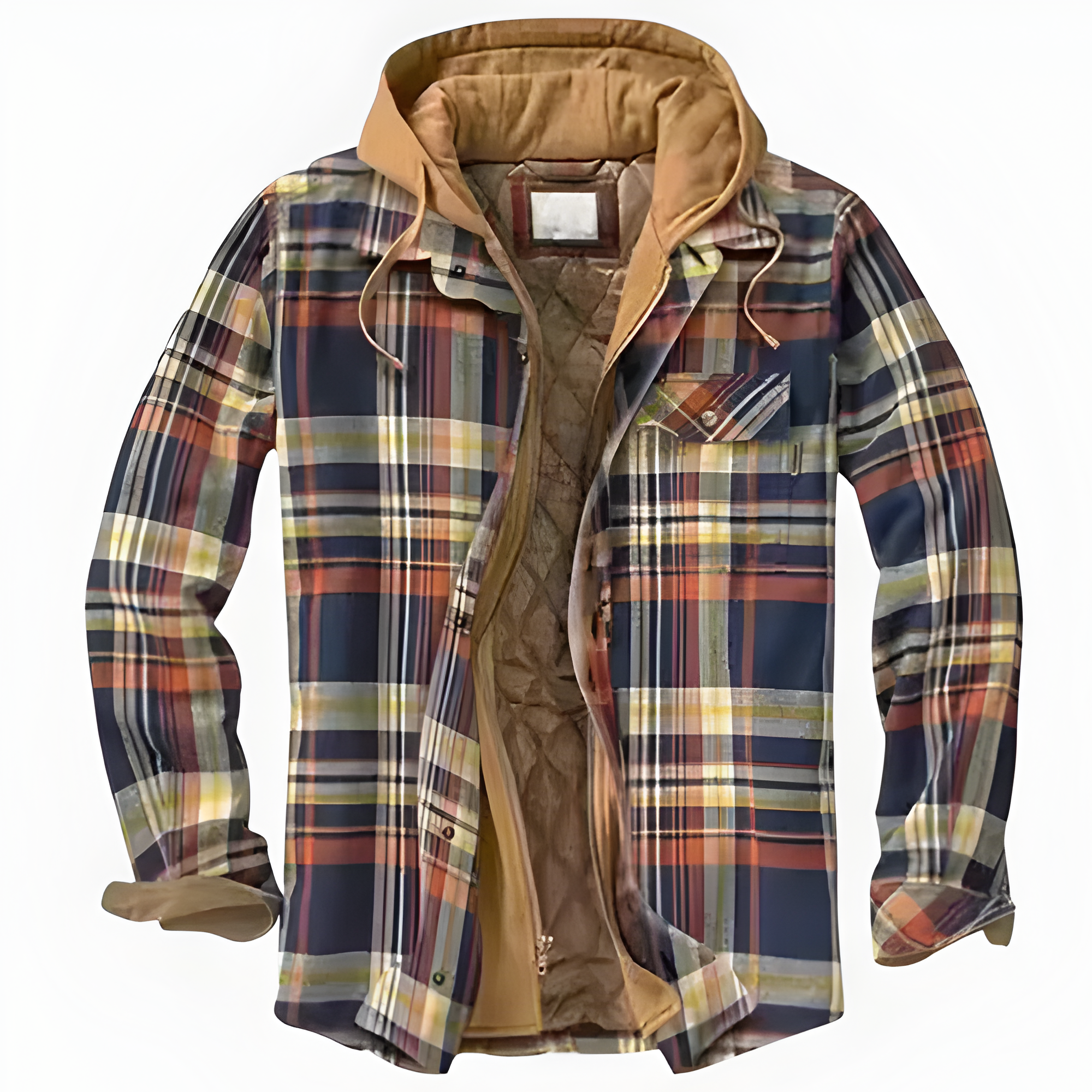 Plaid Hooded Jacket | Men’s Layered Button Front Style