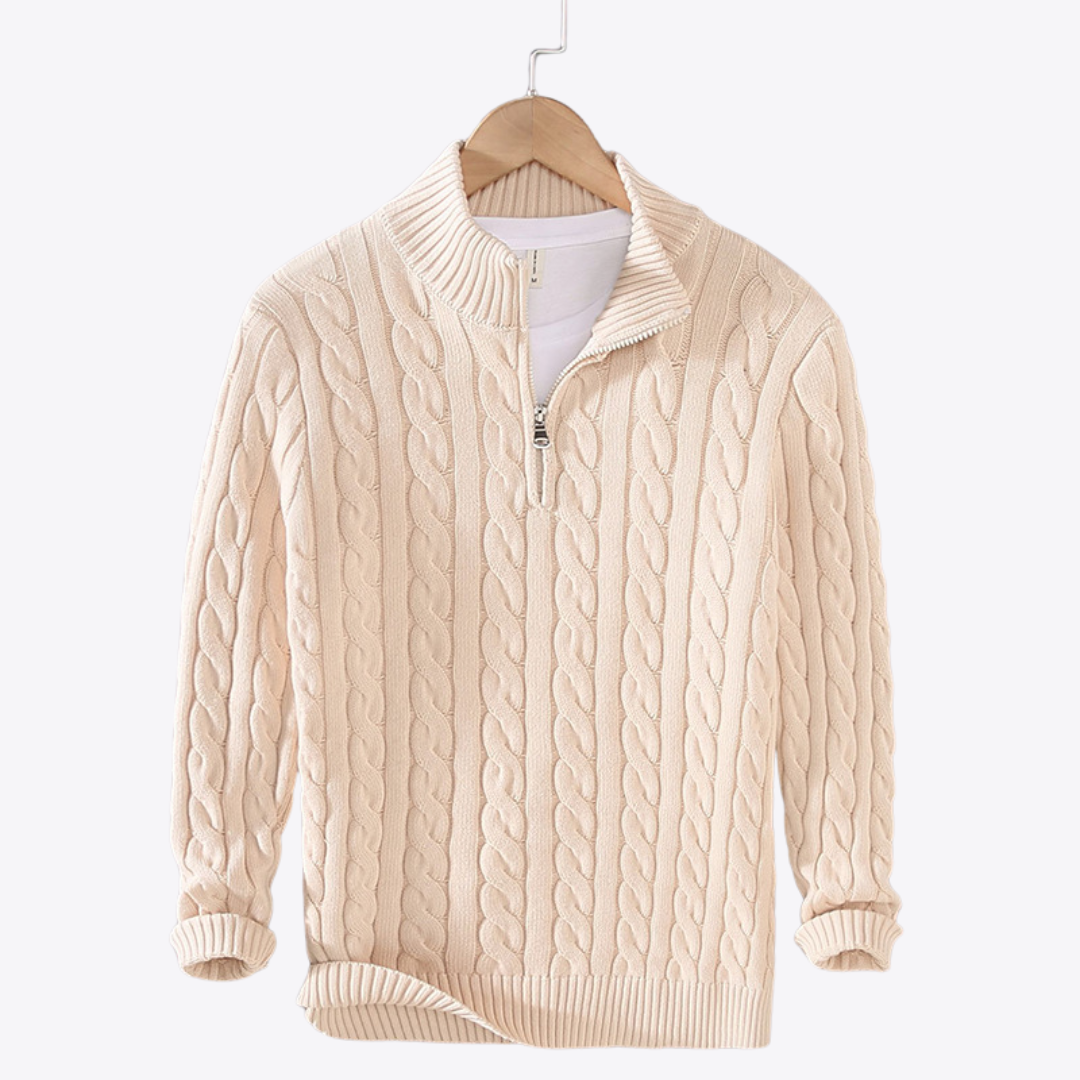Quarter Zip Top | Men's Cable Knit Textured