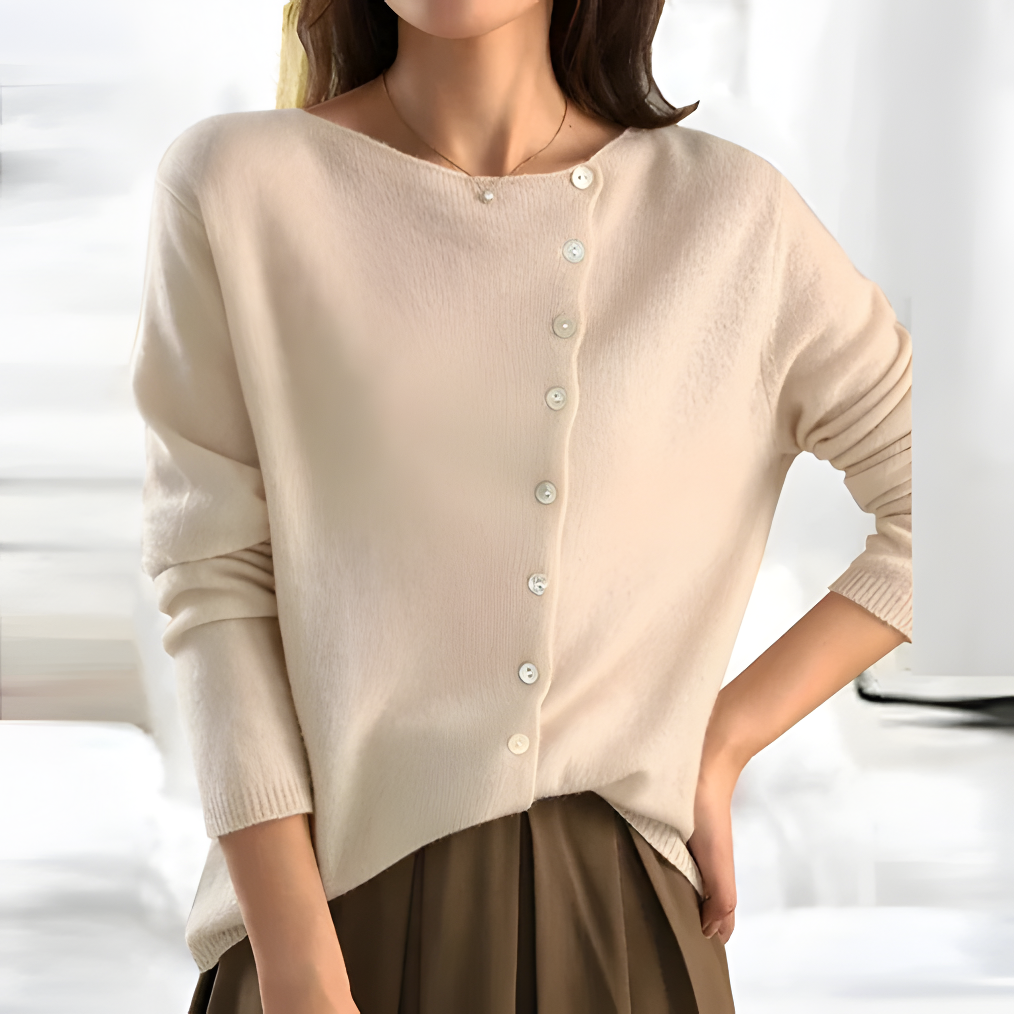 Button-Front V-Neck Top | Women’s Long Sleeve Style