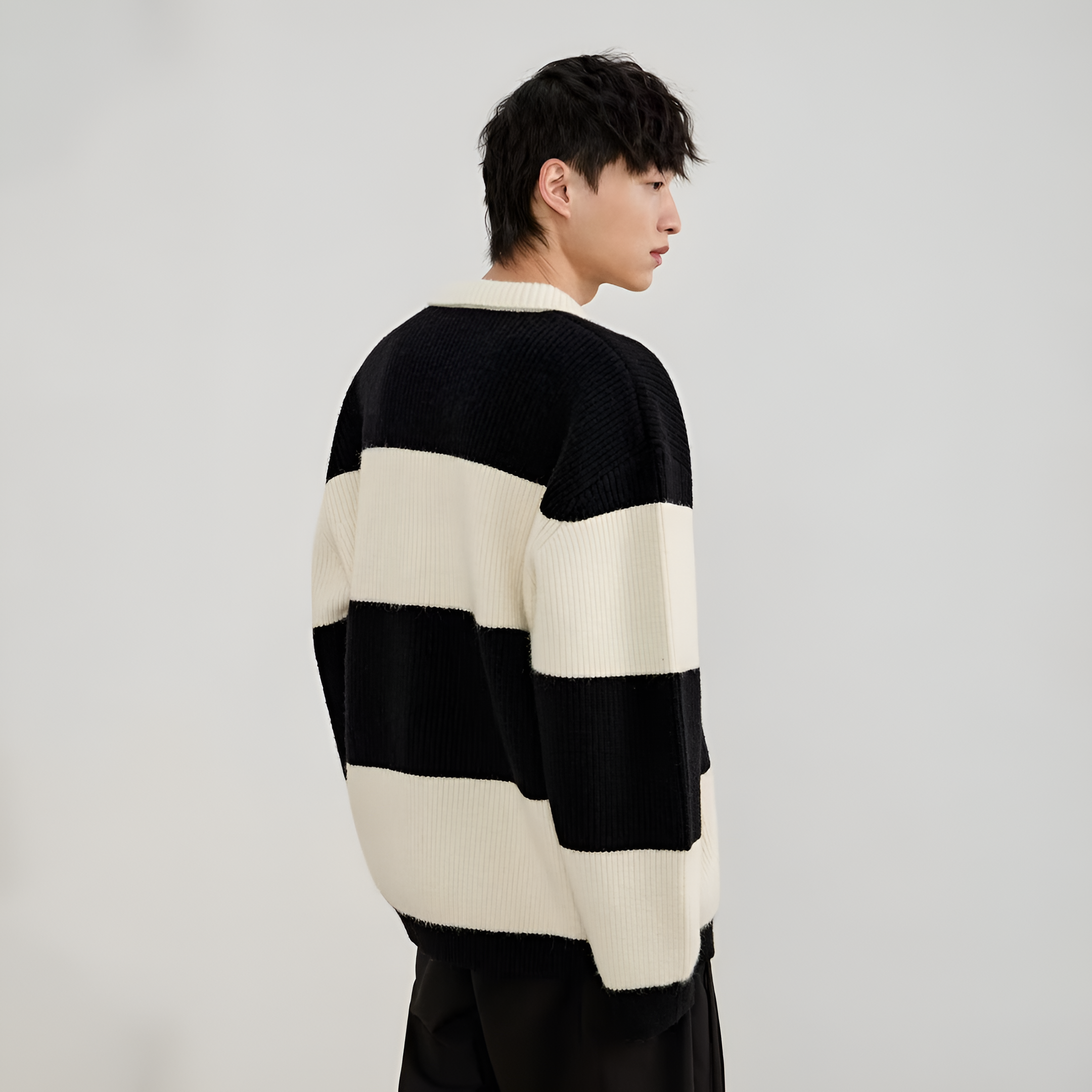 Knit Polo Jumper | Men's Winter Striped