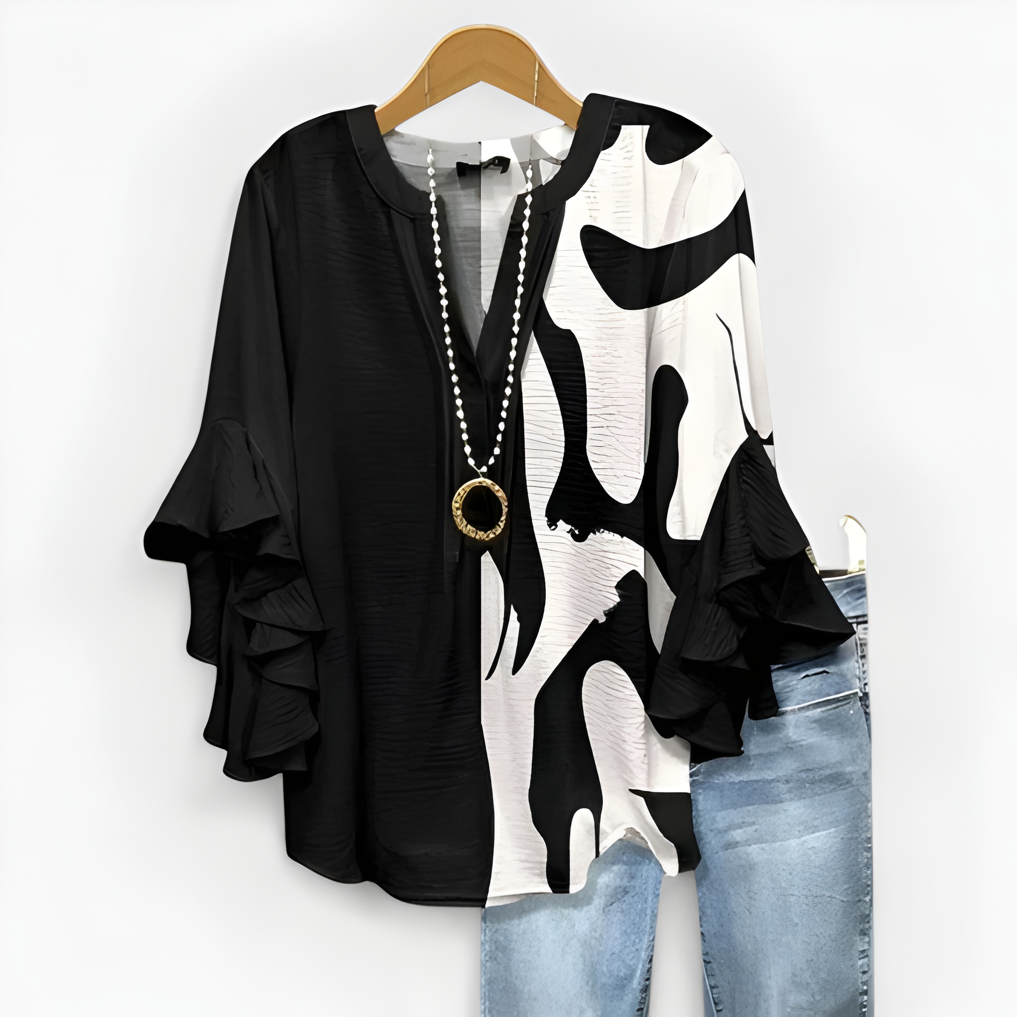 Women's Floral Print Ruffle Sleeve Blouse | Summer