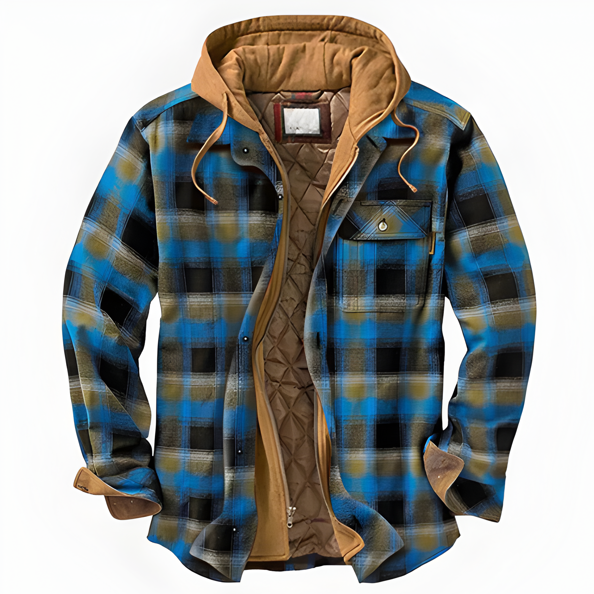Plaid Hooded Jacket | Men’s Layered Button Front Style
