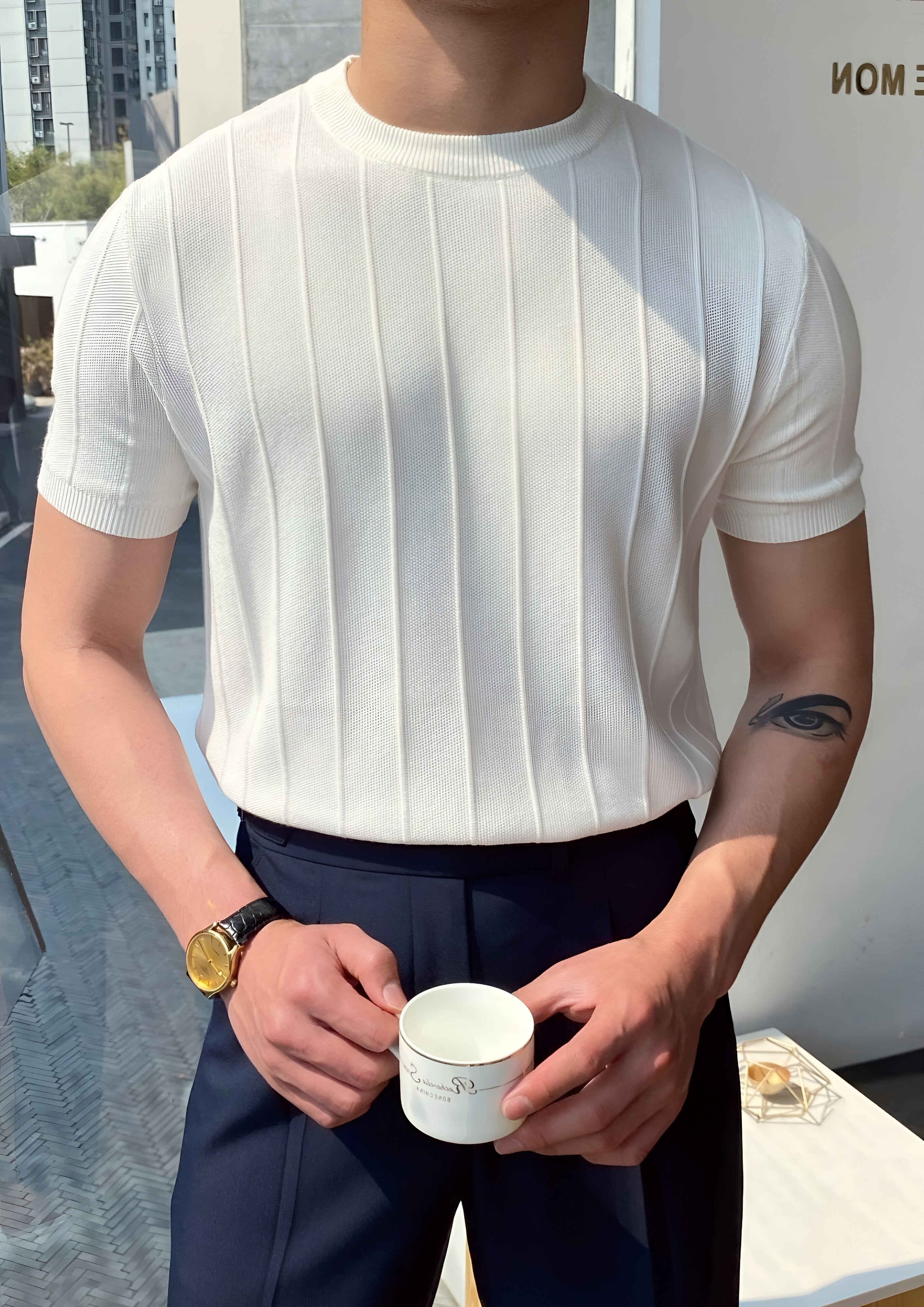 Pull-Over Ribbed Shirt | Men's Short Sleeve