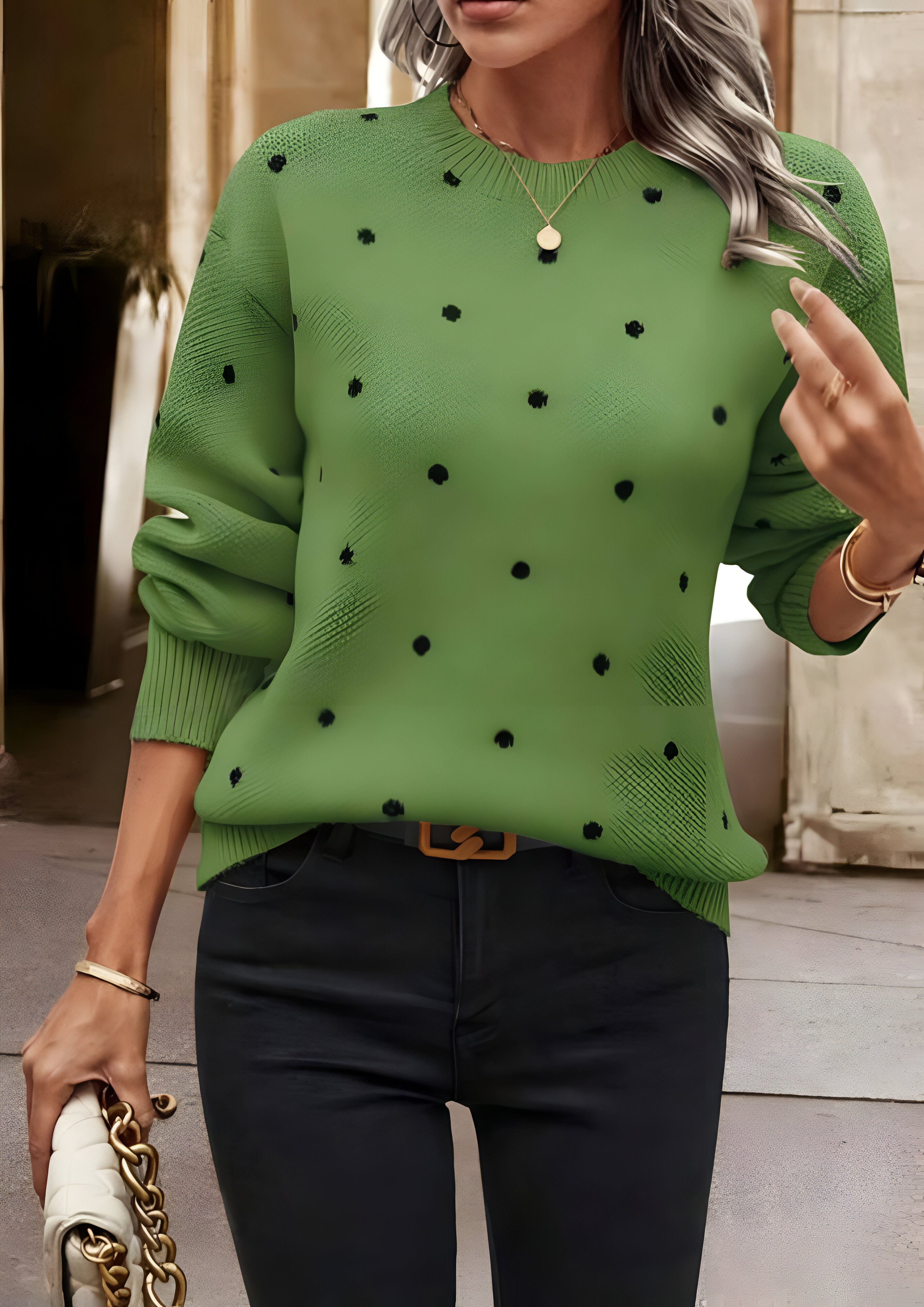 Polka Dot Knitted Jumper| Women's Relaxed Fit