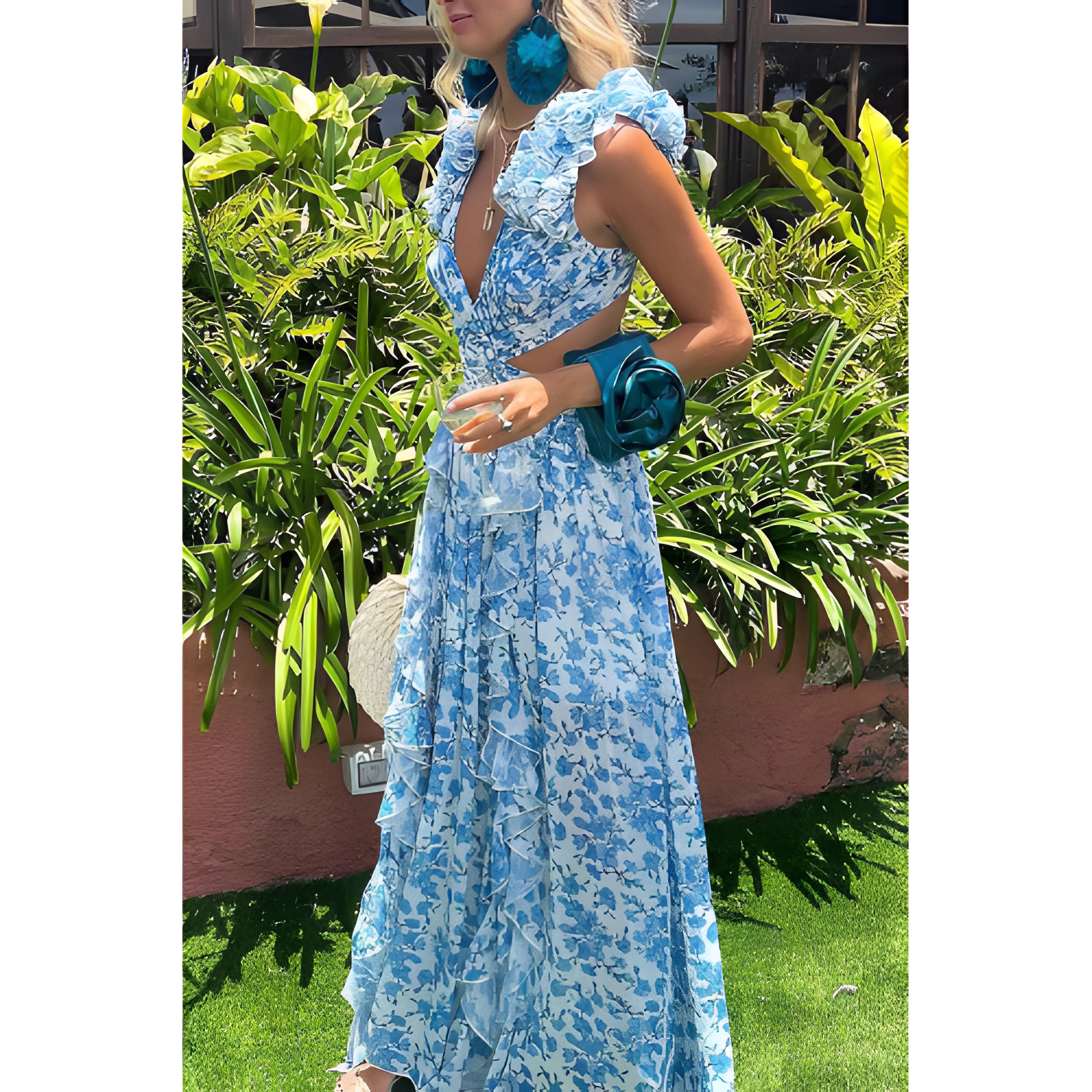 Women's Floral Criss-cross Dress with Ruffles | Summer