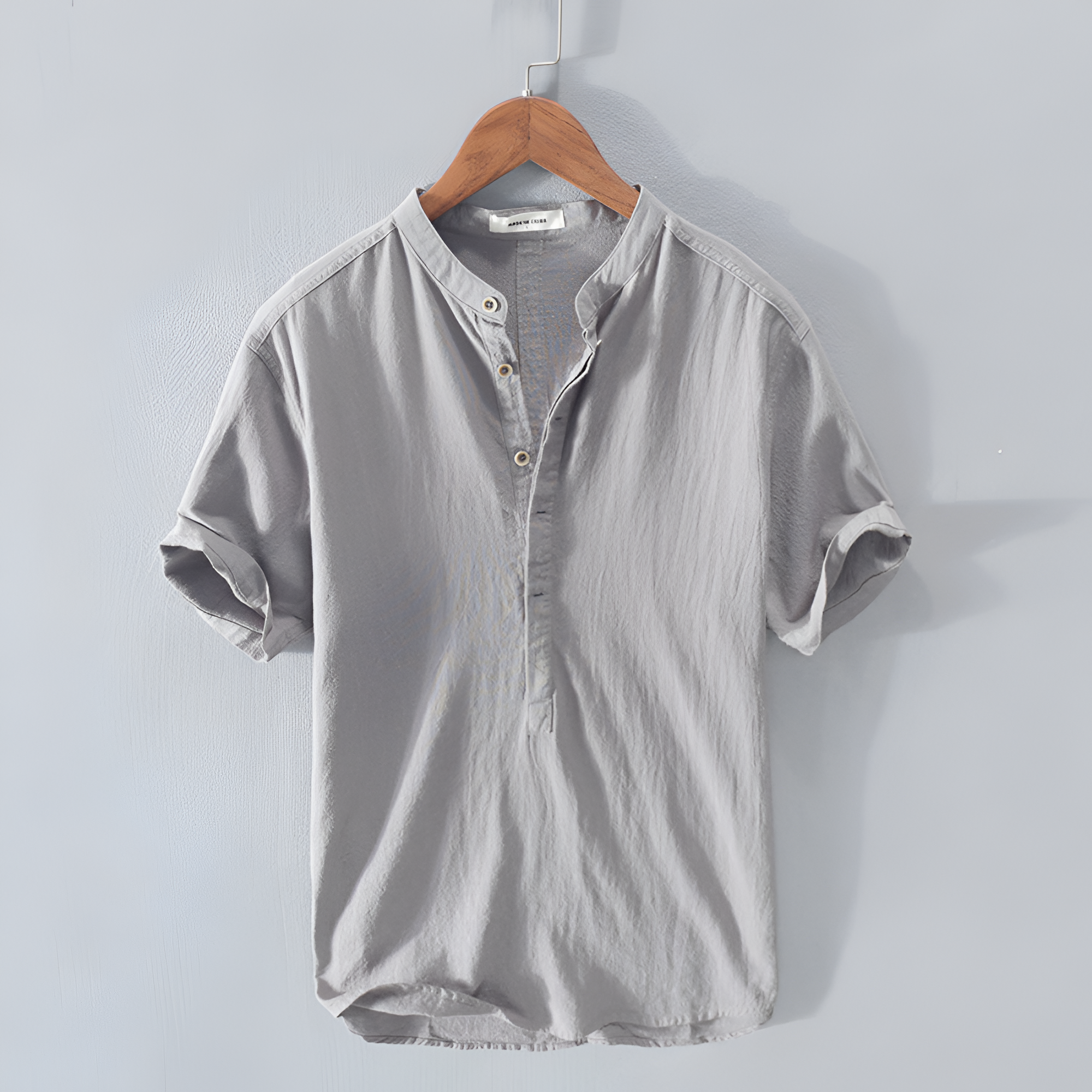 Stand Collar Shirt | Men's Casual Short Sleeve