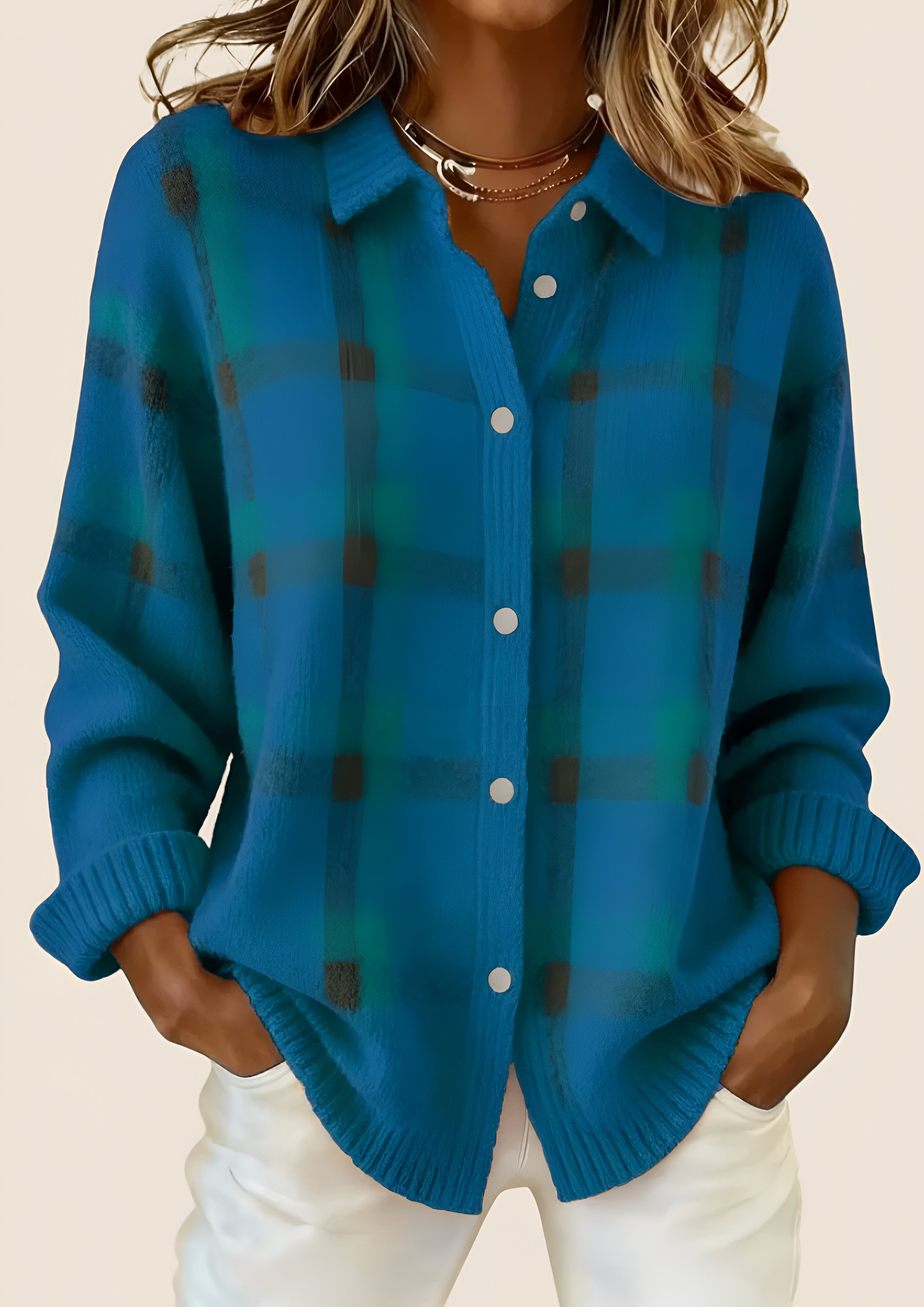 Women's Retro Checkered Cardigan | Relaxed Smart Casual