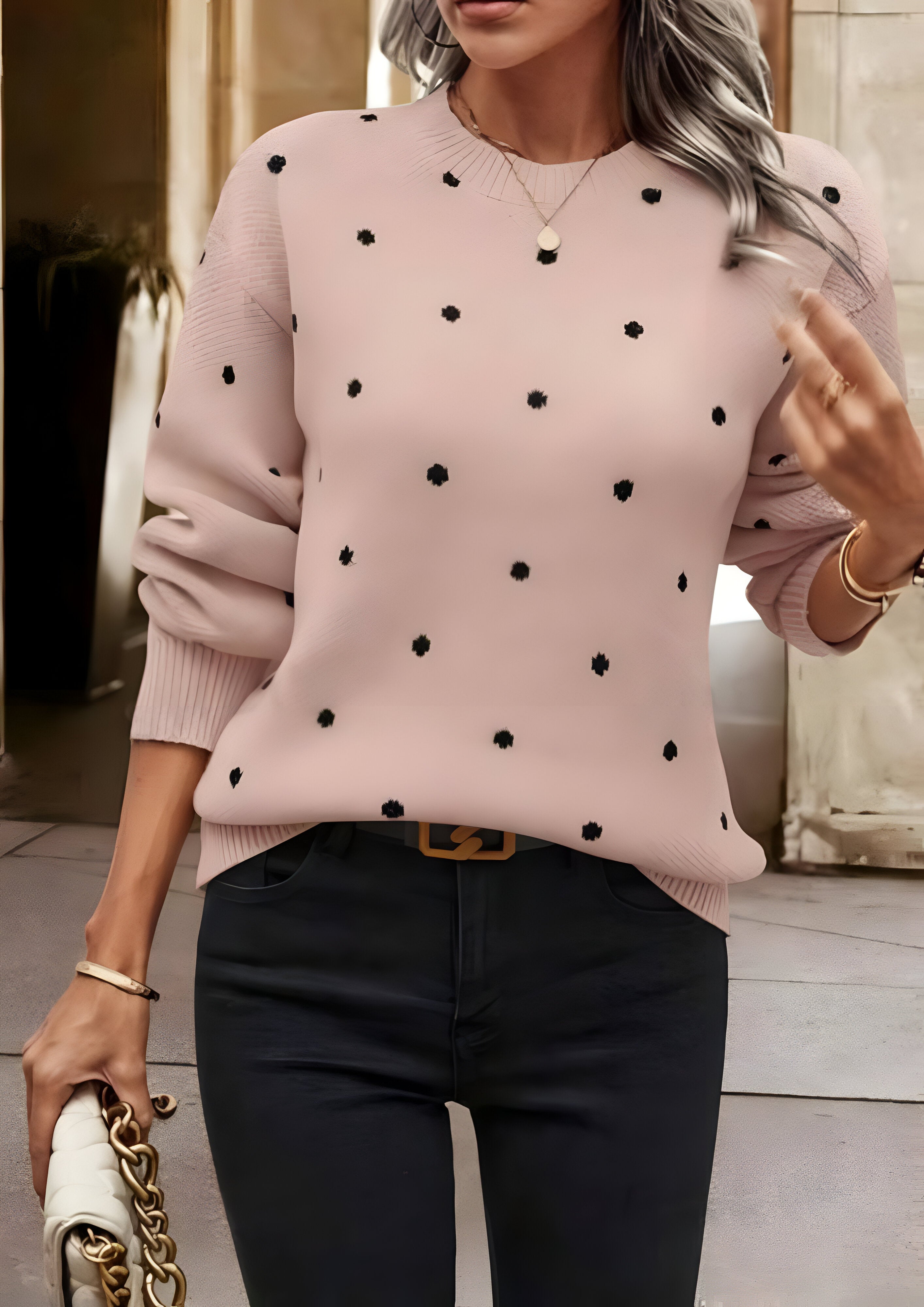 Polka Dot Knitted Jumper| Women's Relaxed Fit