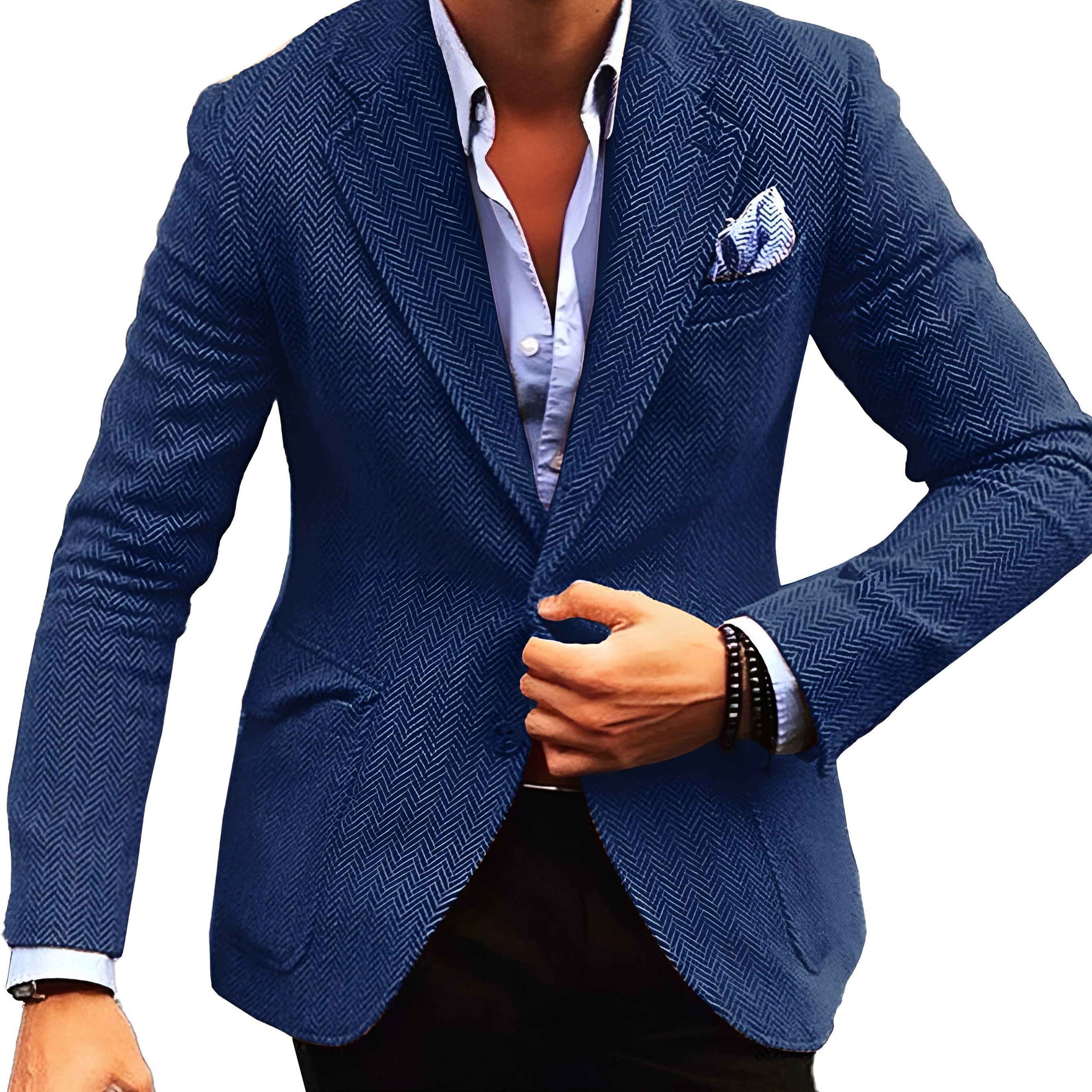 Vintage Herringbone Blazer | Men's Single Breasted