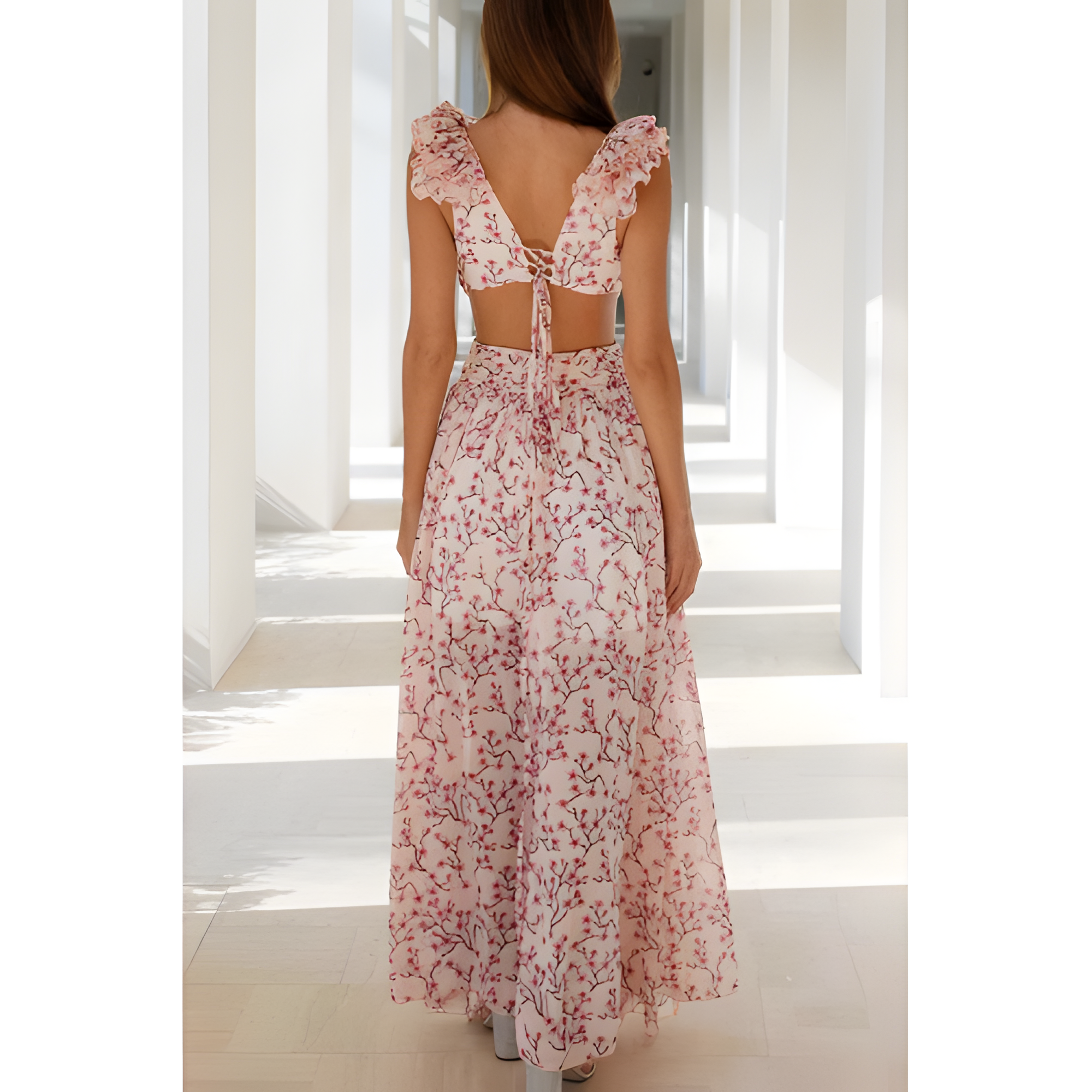 Women's Floral Criss-cross Dress with Ruffles | Summer