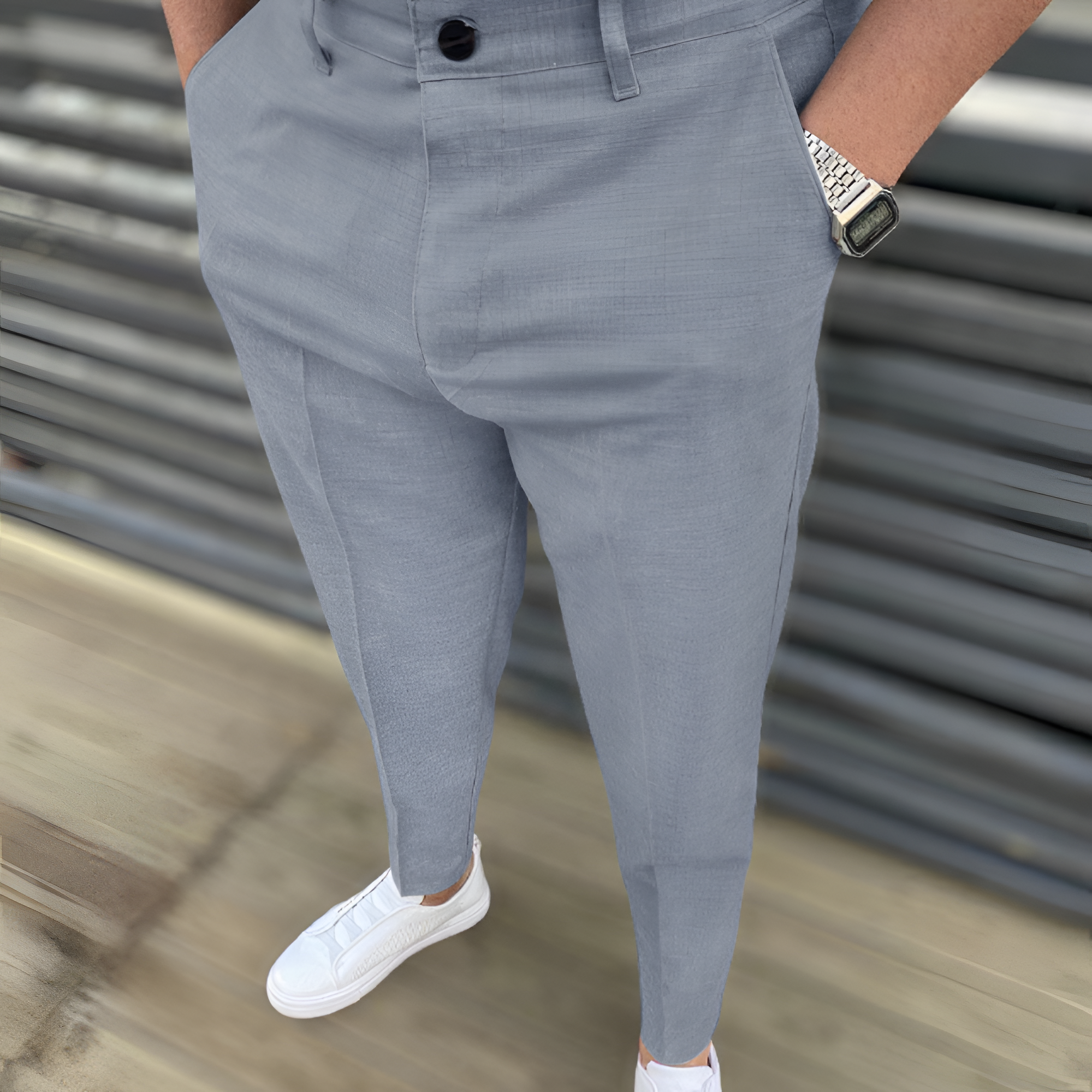 Slim Fit Trousers | Men's Casual Striped