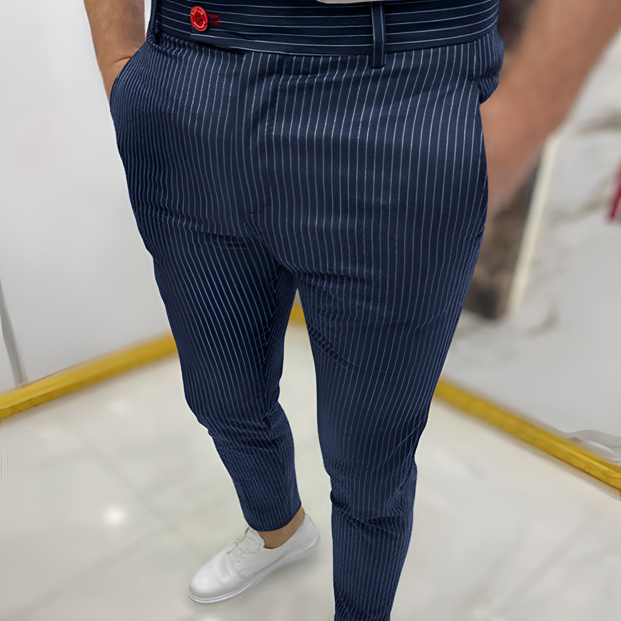 Slim Fit Trousers | Men's Casual Striped
