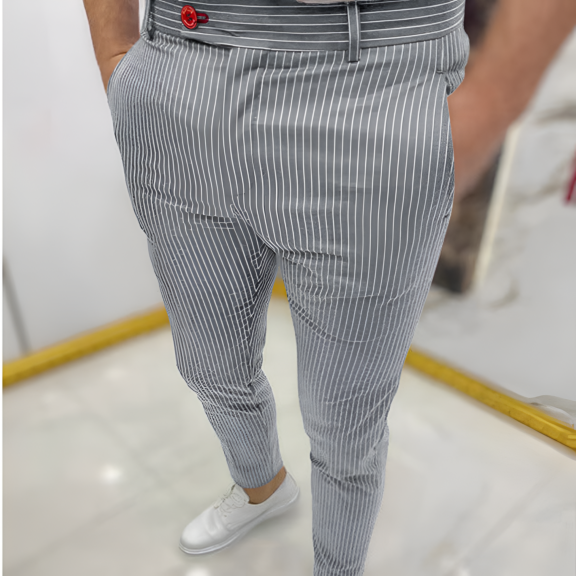 Slim Fit Trousers | Men's Casual Striped