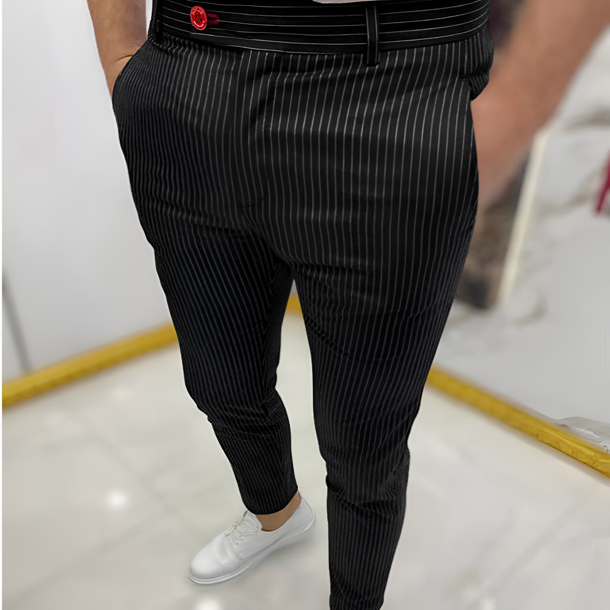 Slim Fit Trousers | Men's Casual Striped