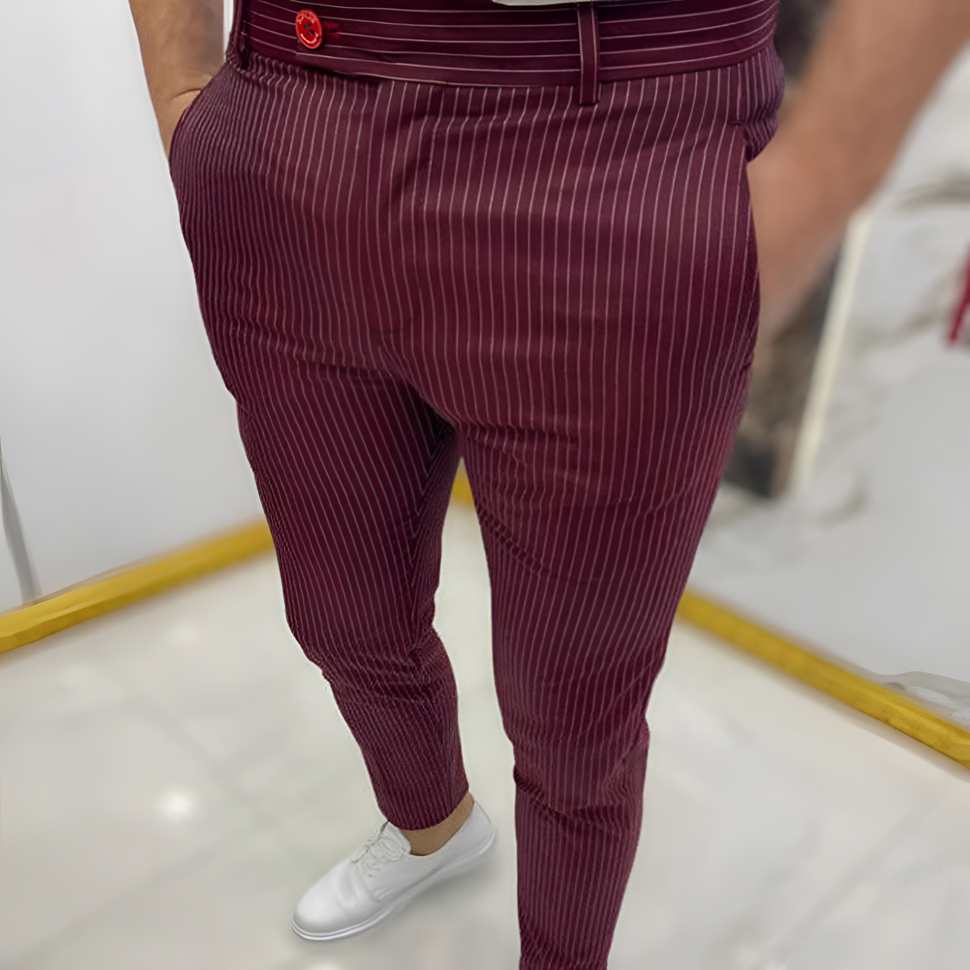 Slim Fit Trousers | Men's Casual Striped