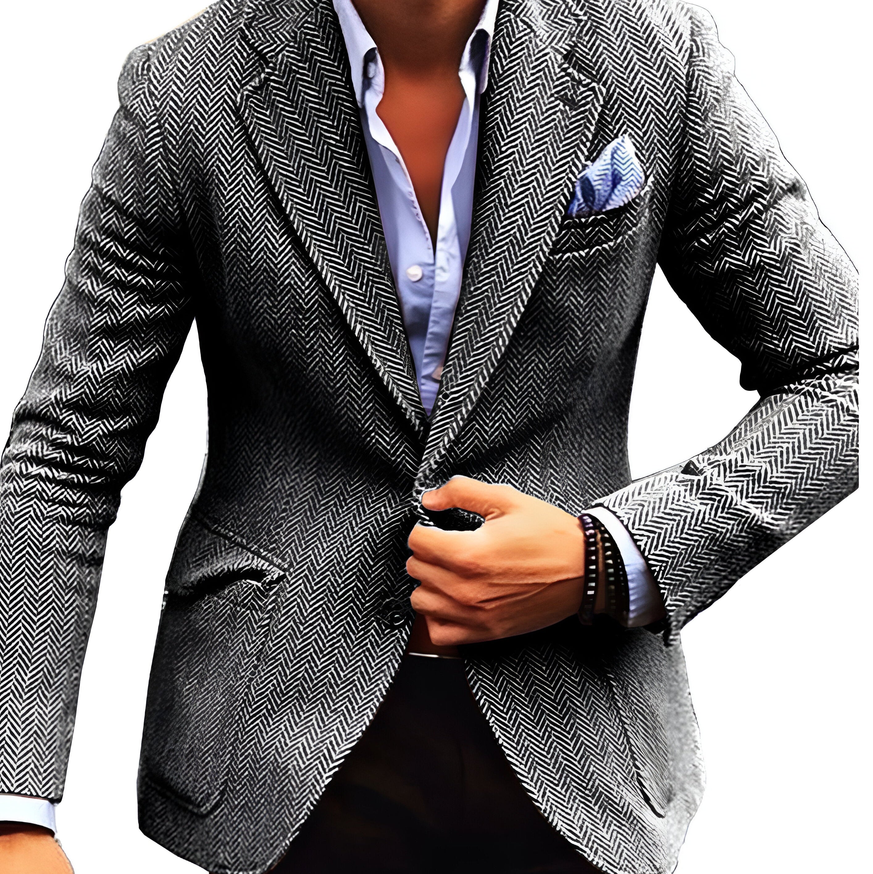 Vintage Herringbone Blazer | Men's Single Breasted
