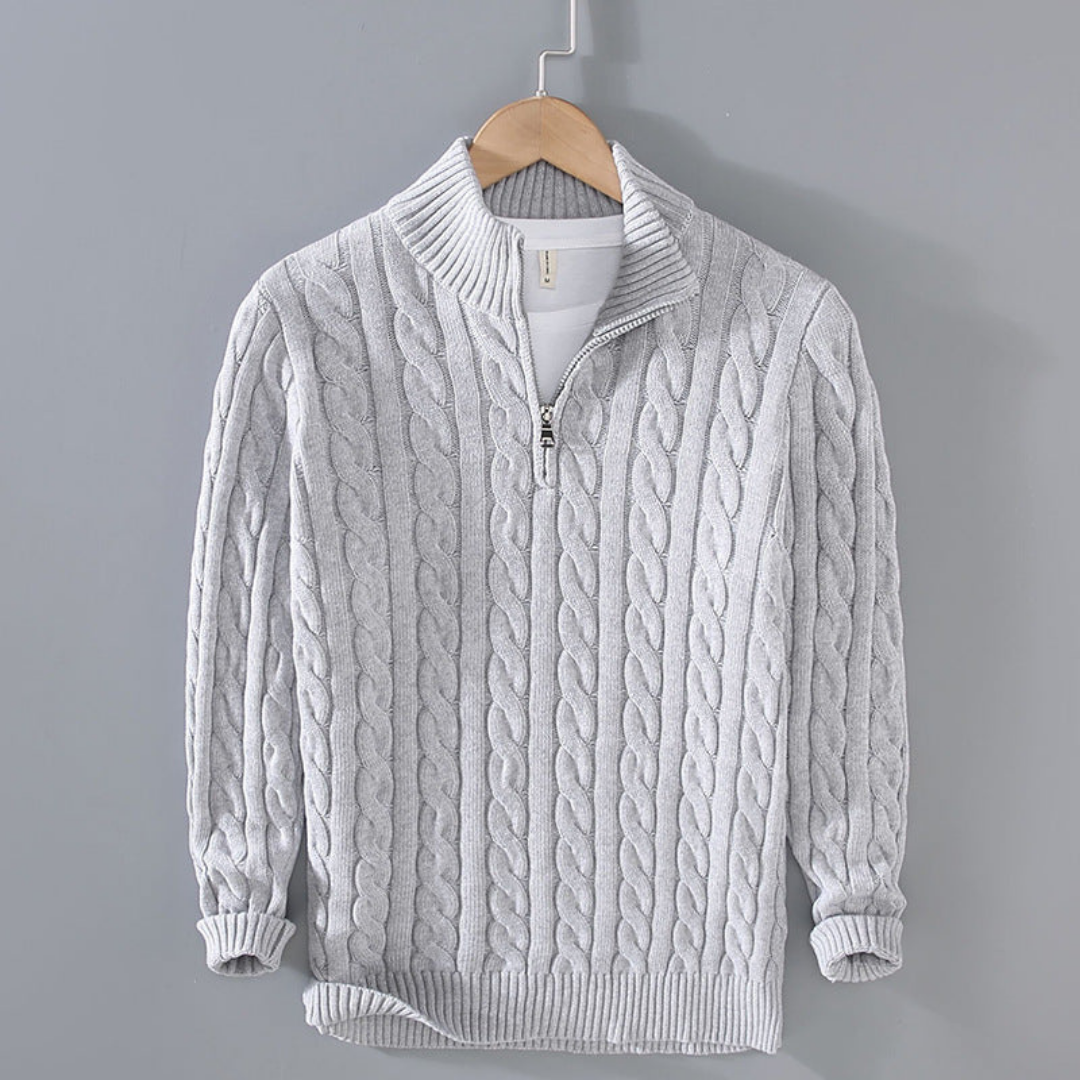 Quarter Zip Top | Men's Cable Knit Textured