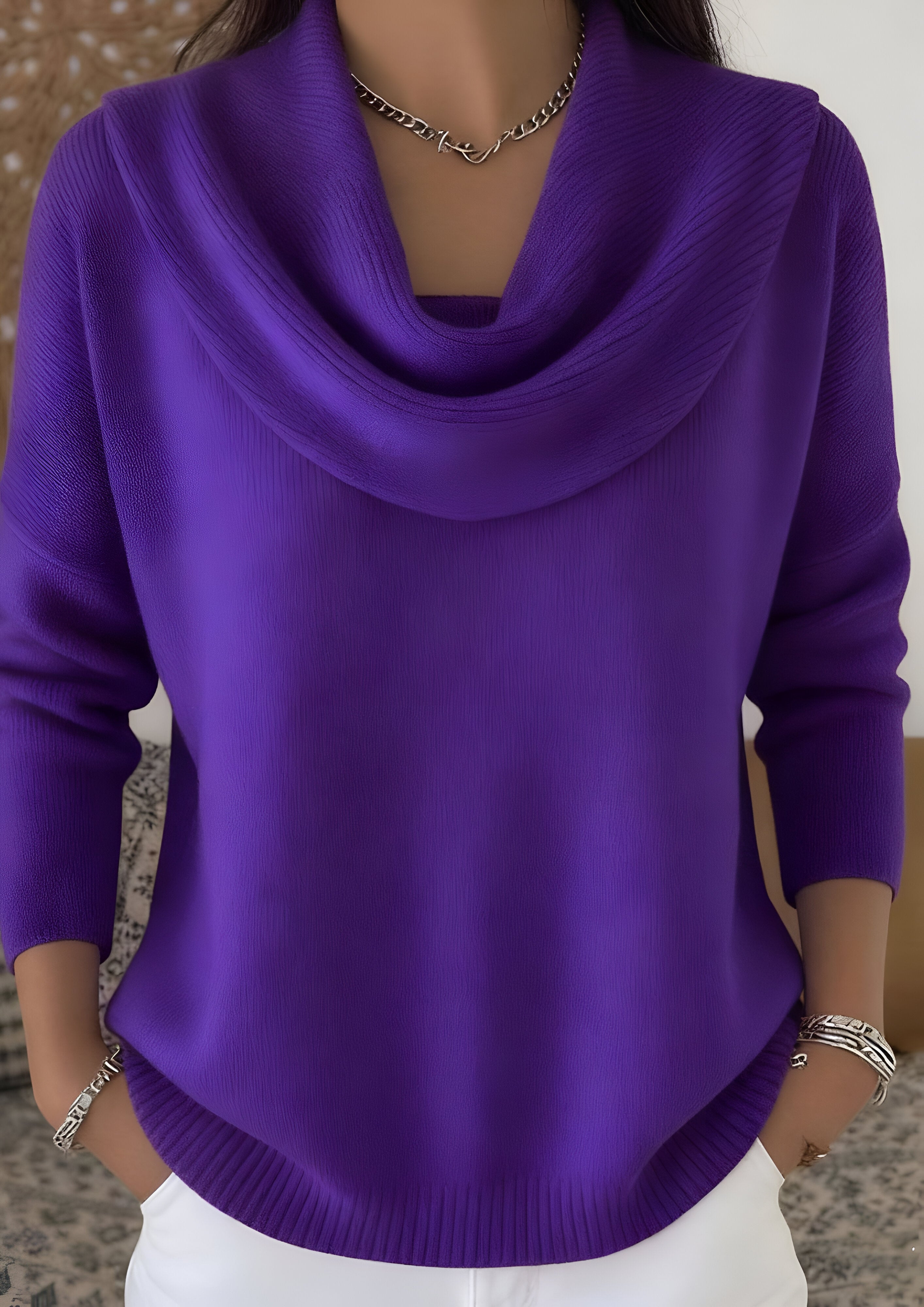 Women's Cowl Neck Jumper | Relaxed Fit Everyday Wear