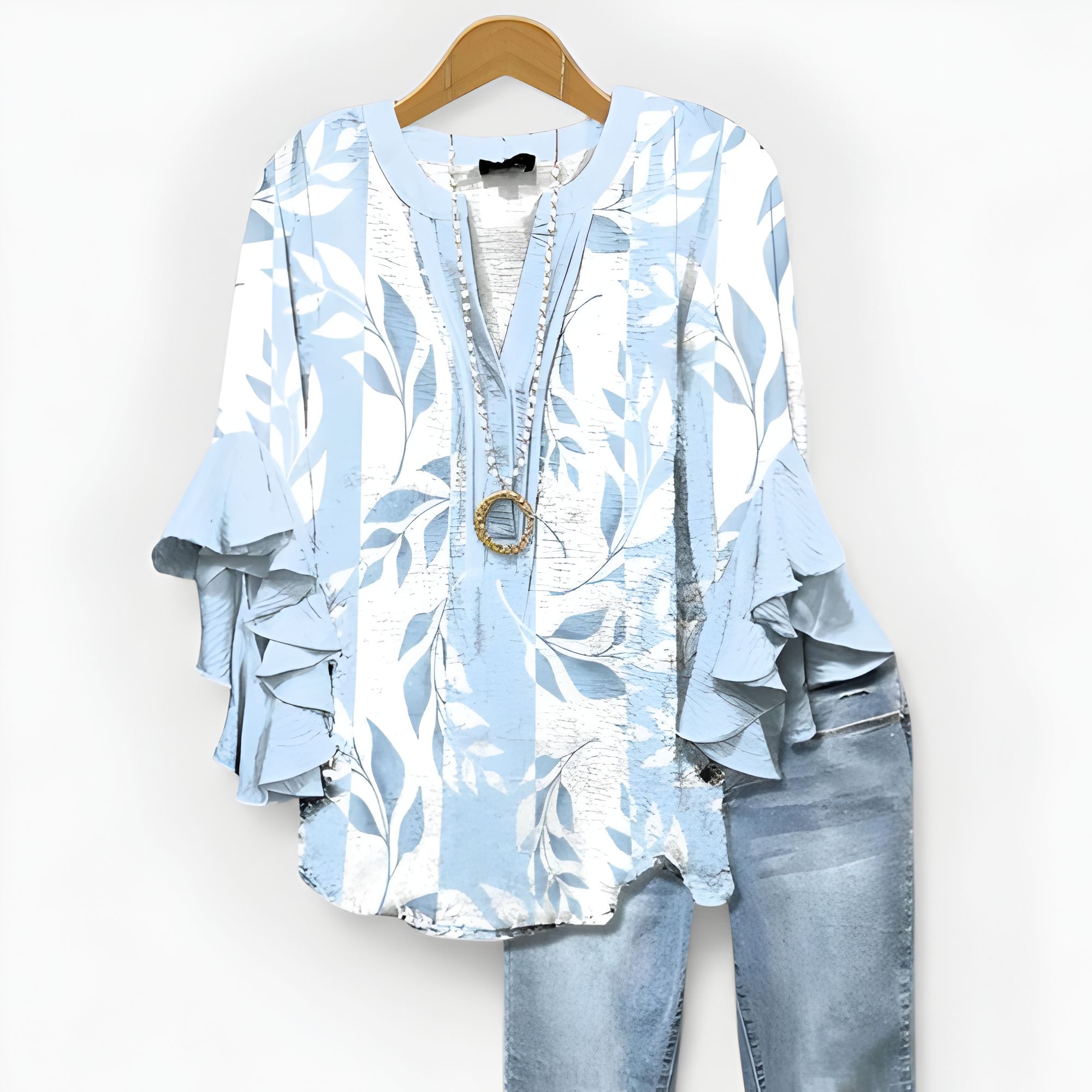 Women's Floral Print Ruffle Sleeve Blouse | Summer