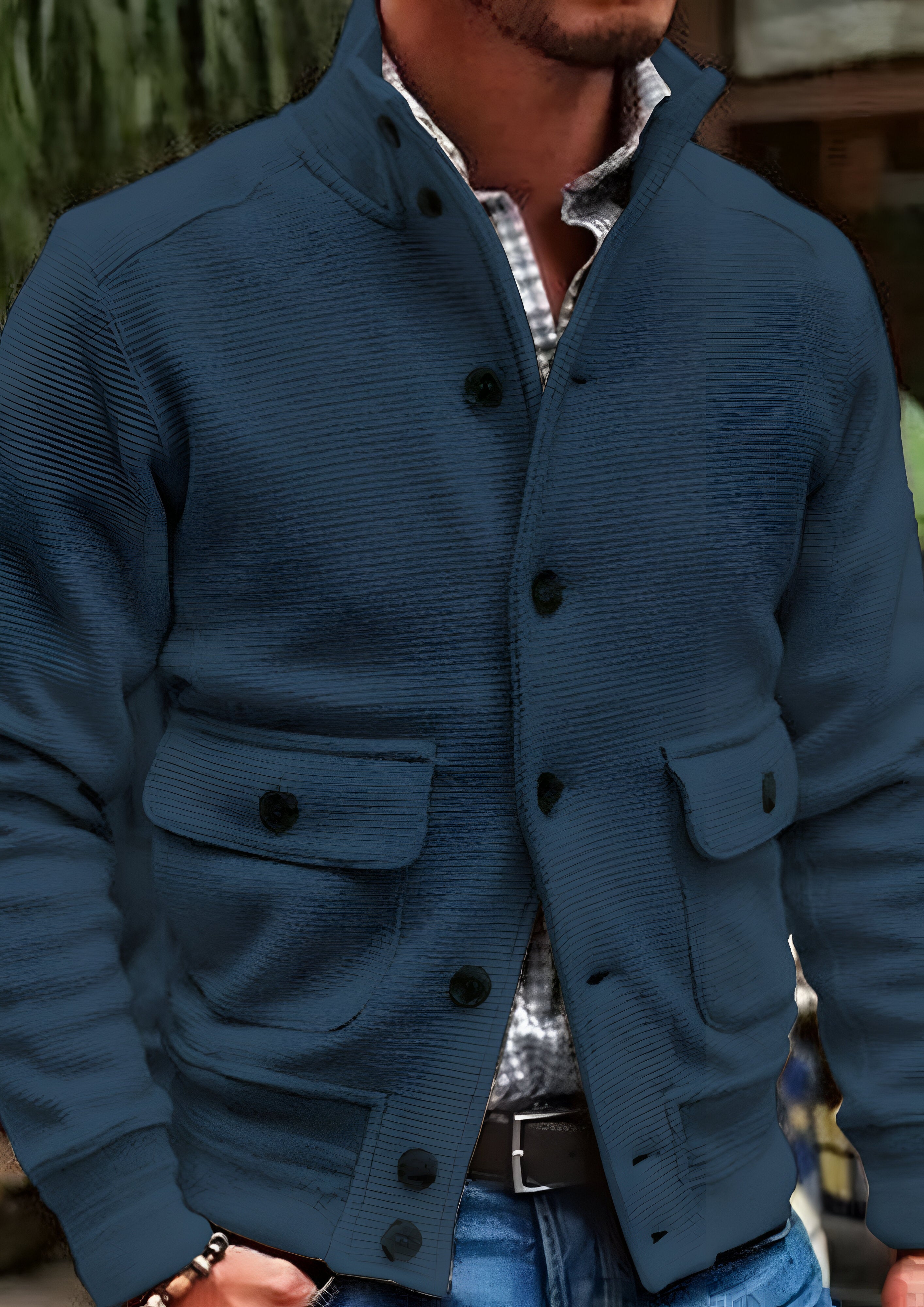 Stand Collar Jacket | Men's Button Up