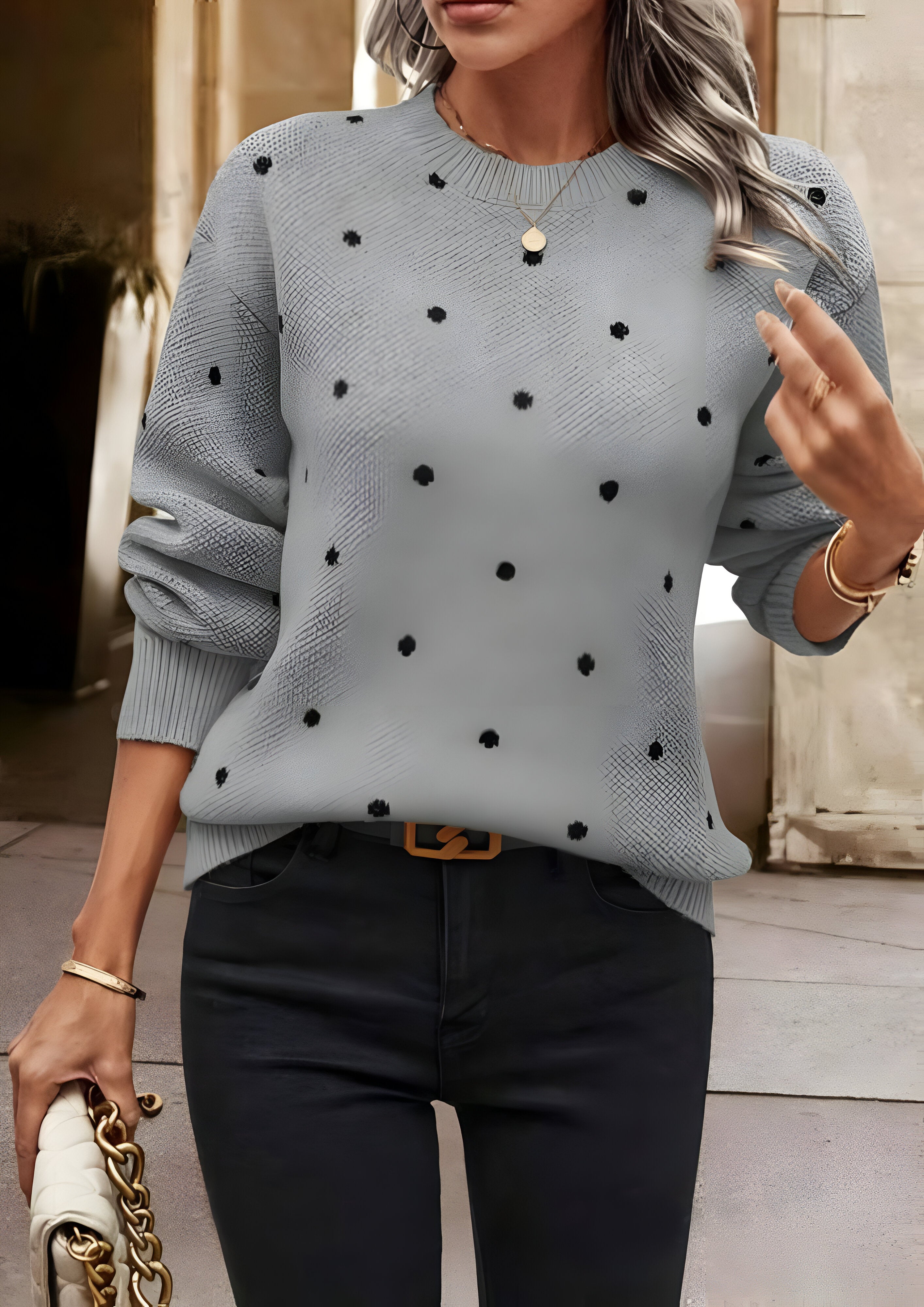 Polka Dot Knitted Jumper| Women's Relaxed Fit