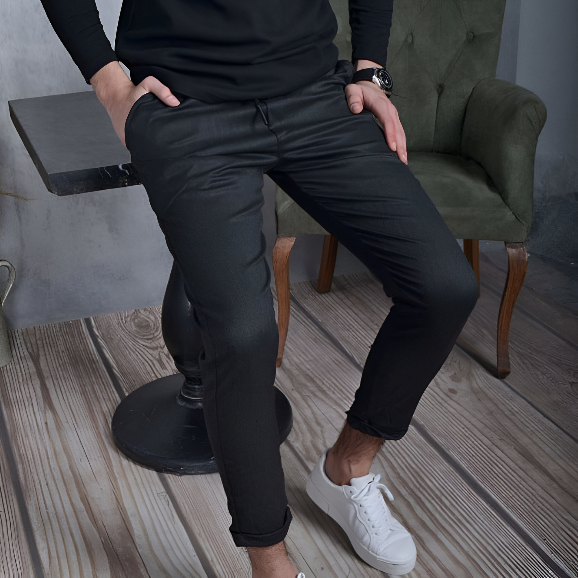 Slim Fit Trousers | Men's Casual Striped