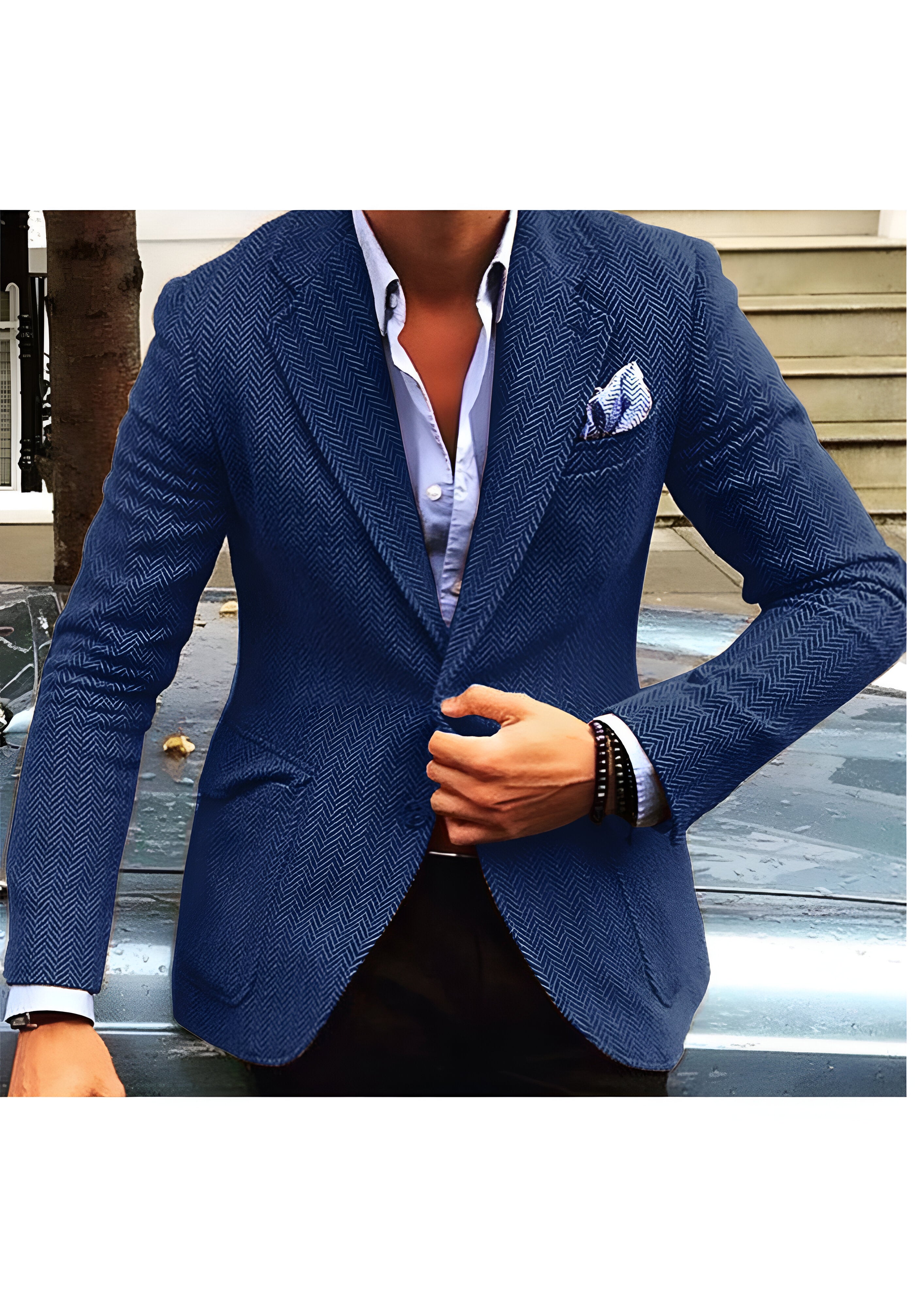 Vintage Herringbone Blazer | Men's Single Breasted