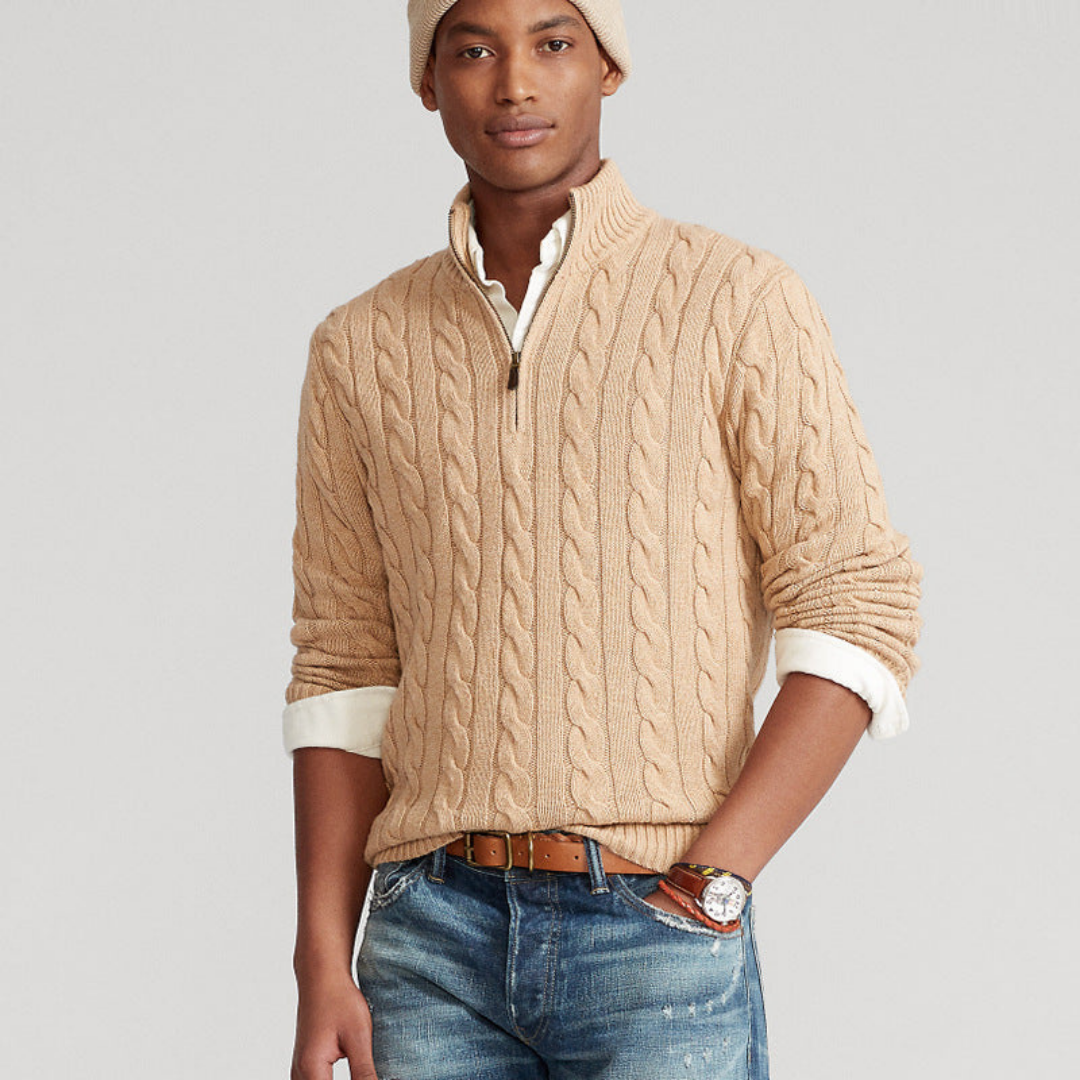 Quarter Zip Top | Men's Cable Knit Textured
