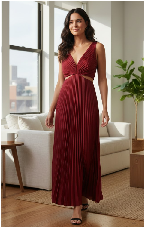 Womens Aria Pleated | Maxi Dress