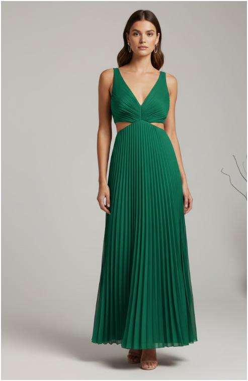 Womens Aria Pleated | Maxi Dress
