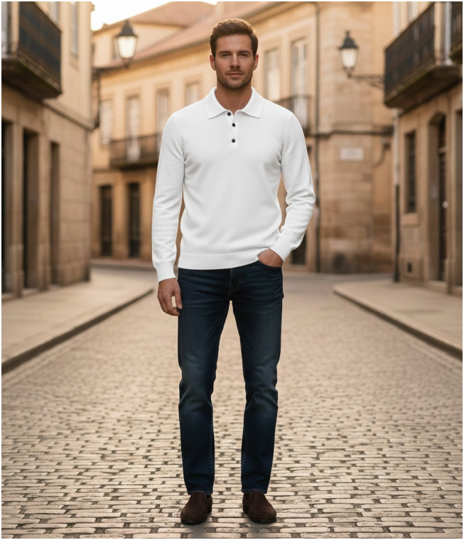 Men's Knitted Polo | Long Sleeve