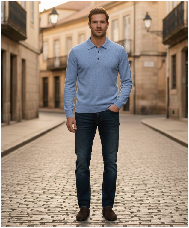 Men's Knitted Polo | Long Sleeve
