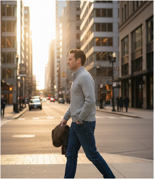 Men's Quarter Zip Knit Jumper | Long Sleeve