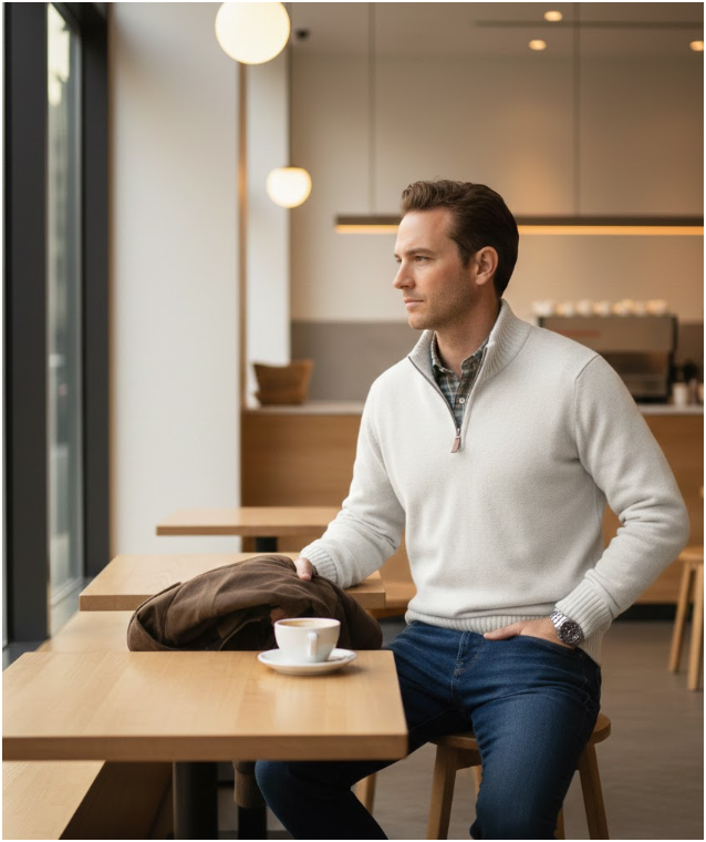 Men's Quarter Zip Knit Jumper | Long Sleeve