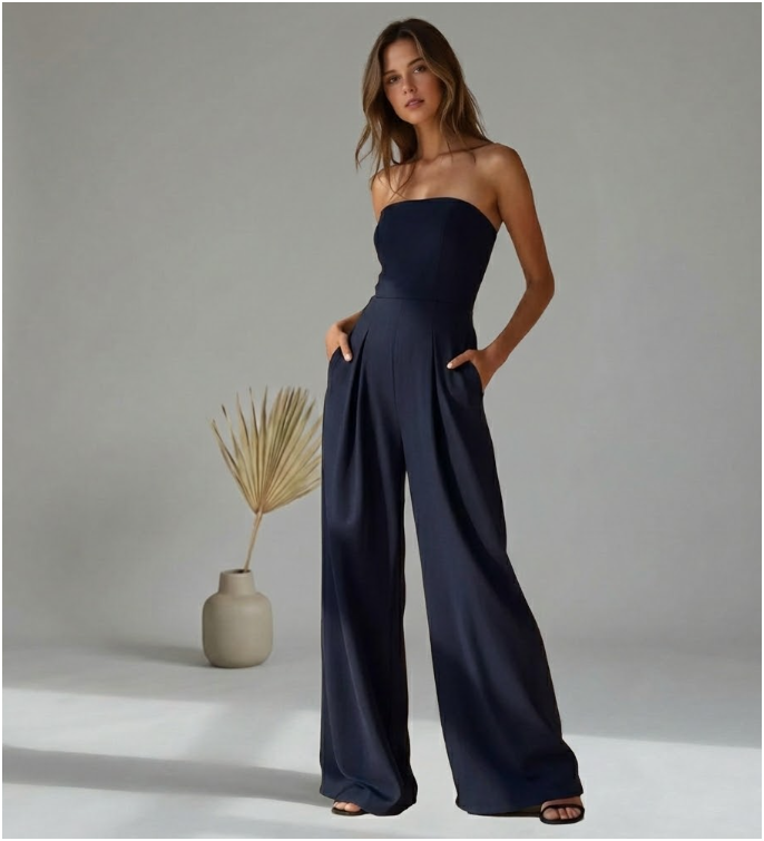 Womens Strapless Wide Leg | Jumpsuit
