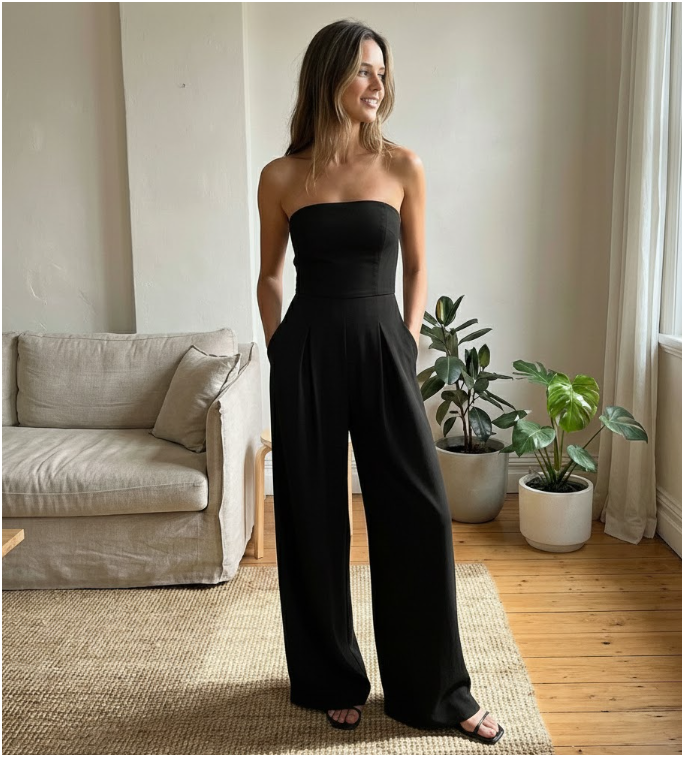 Womens Strapless Wide Leg | Jumpsuit