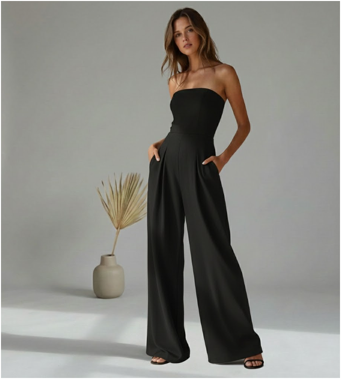 Womens Strapless Wide Leg | Jumpsuit