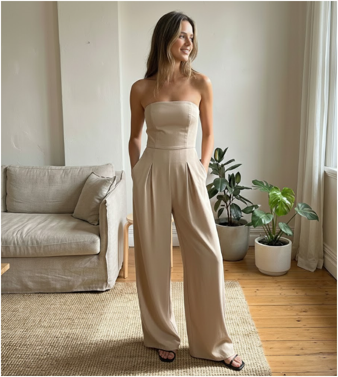 Womens Strapless Wide Leg | Jumpsuit