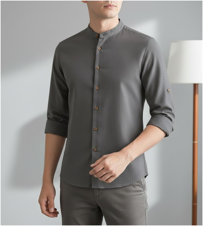 Men's Button Shirt | Stand Collar